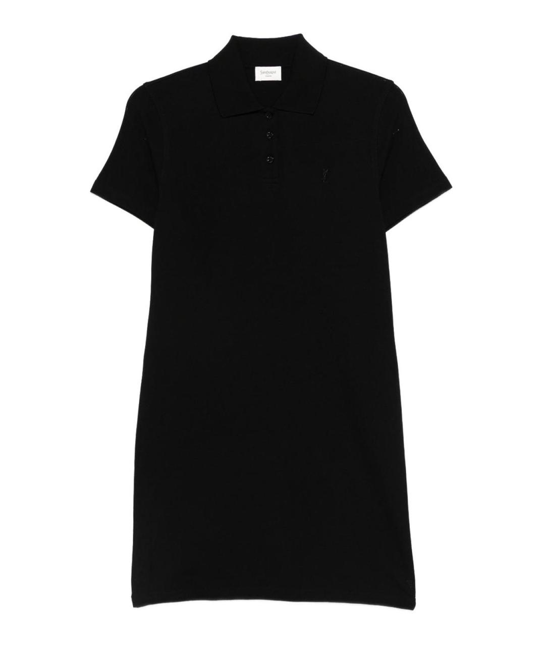 SAINT LAURENT Черное хлопковое повседневное платье, фото 1