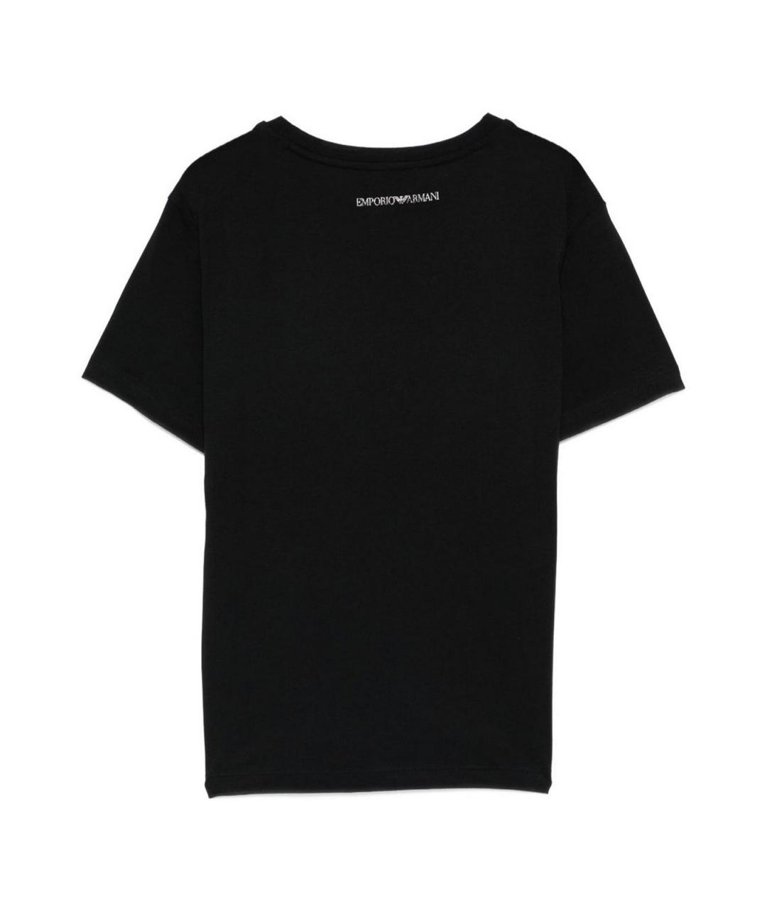 EMPORIO ARMANI Черная хлопковая футболка, фото 2
