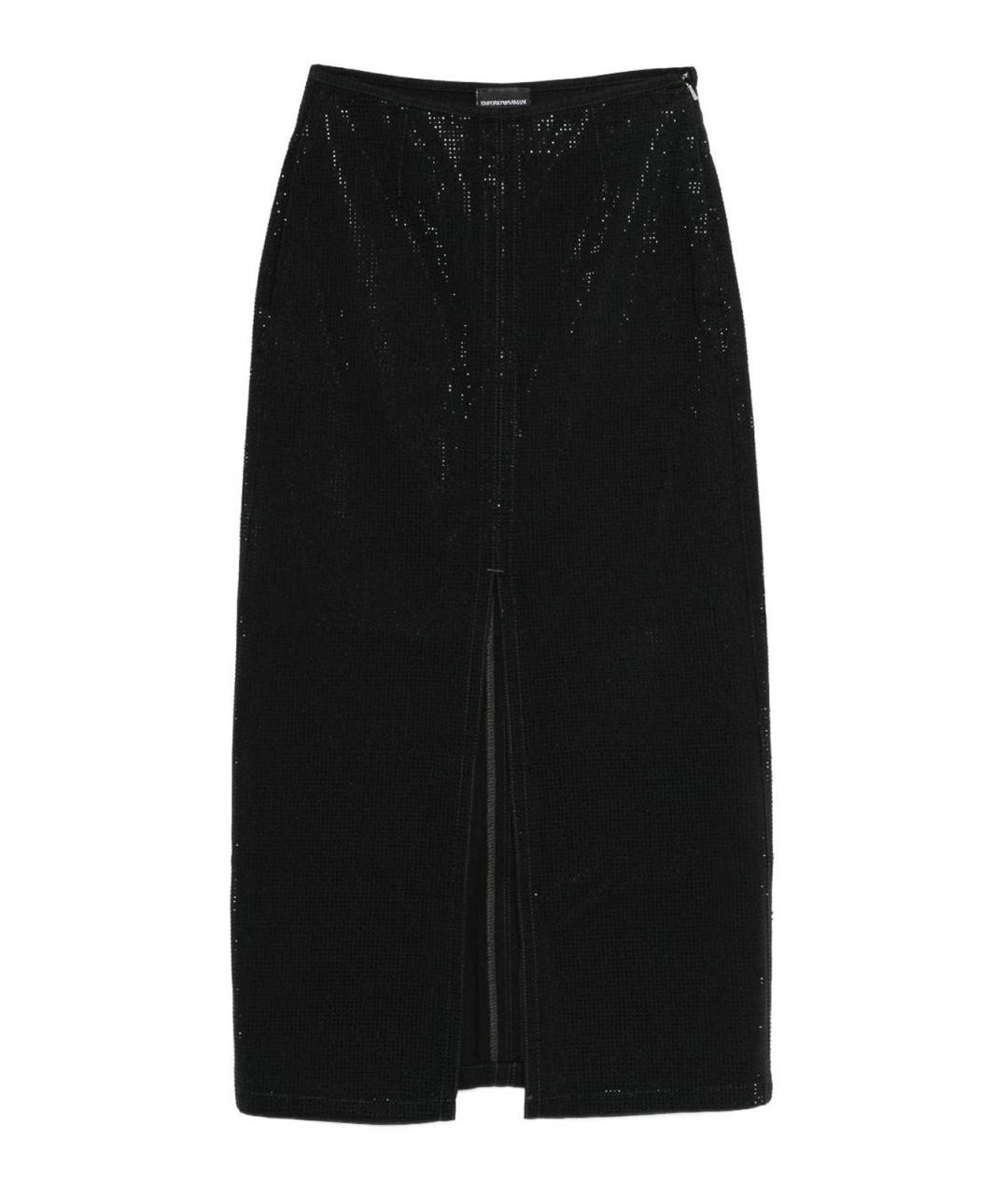 EMPORIO ARMANI Черная хлопковая юбка миди, фото 1