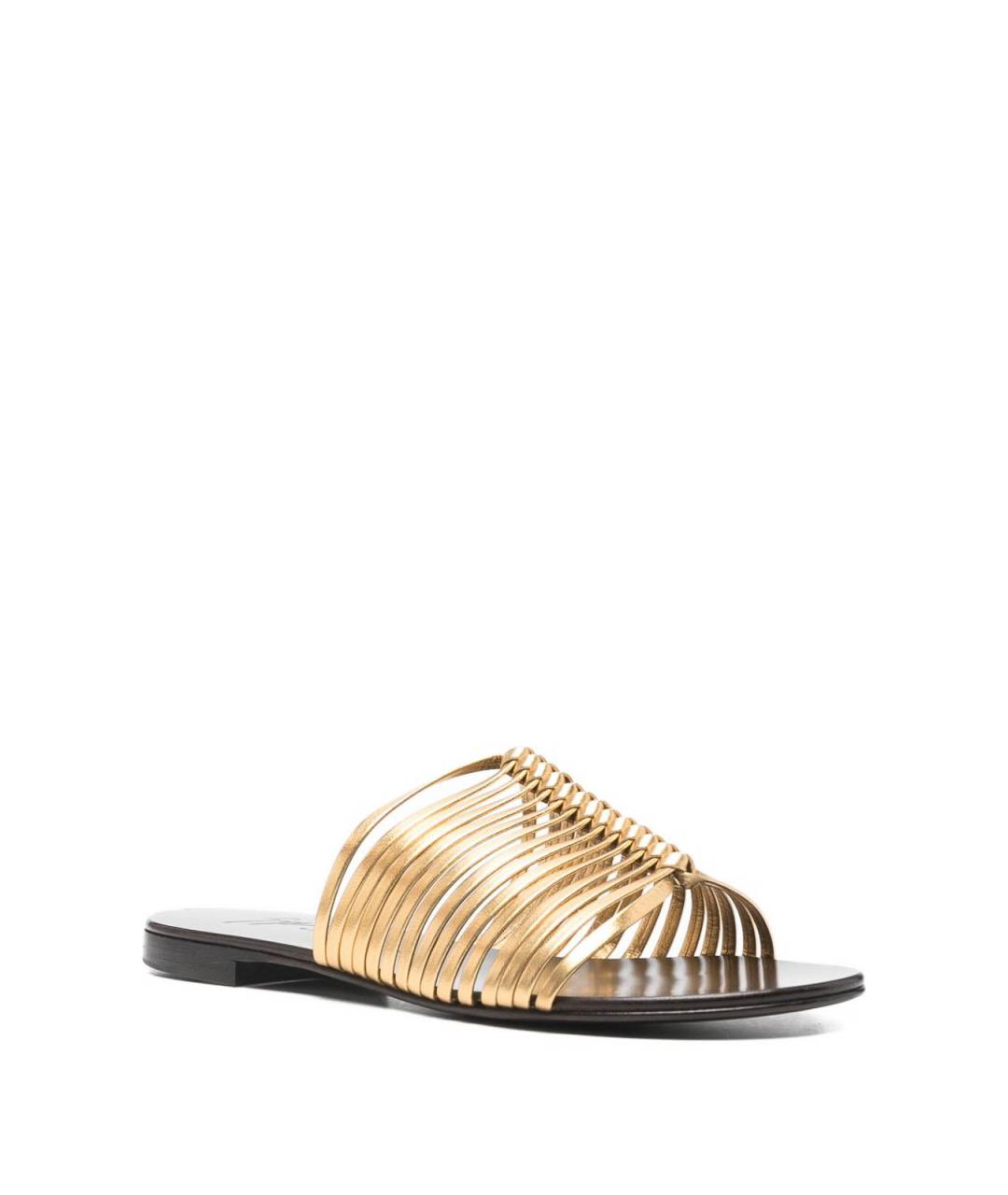 GIUSEPPE ZANOTTI DESIGN Золотые кожаные сандалии, фото 2