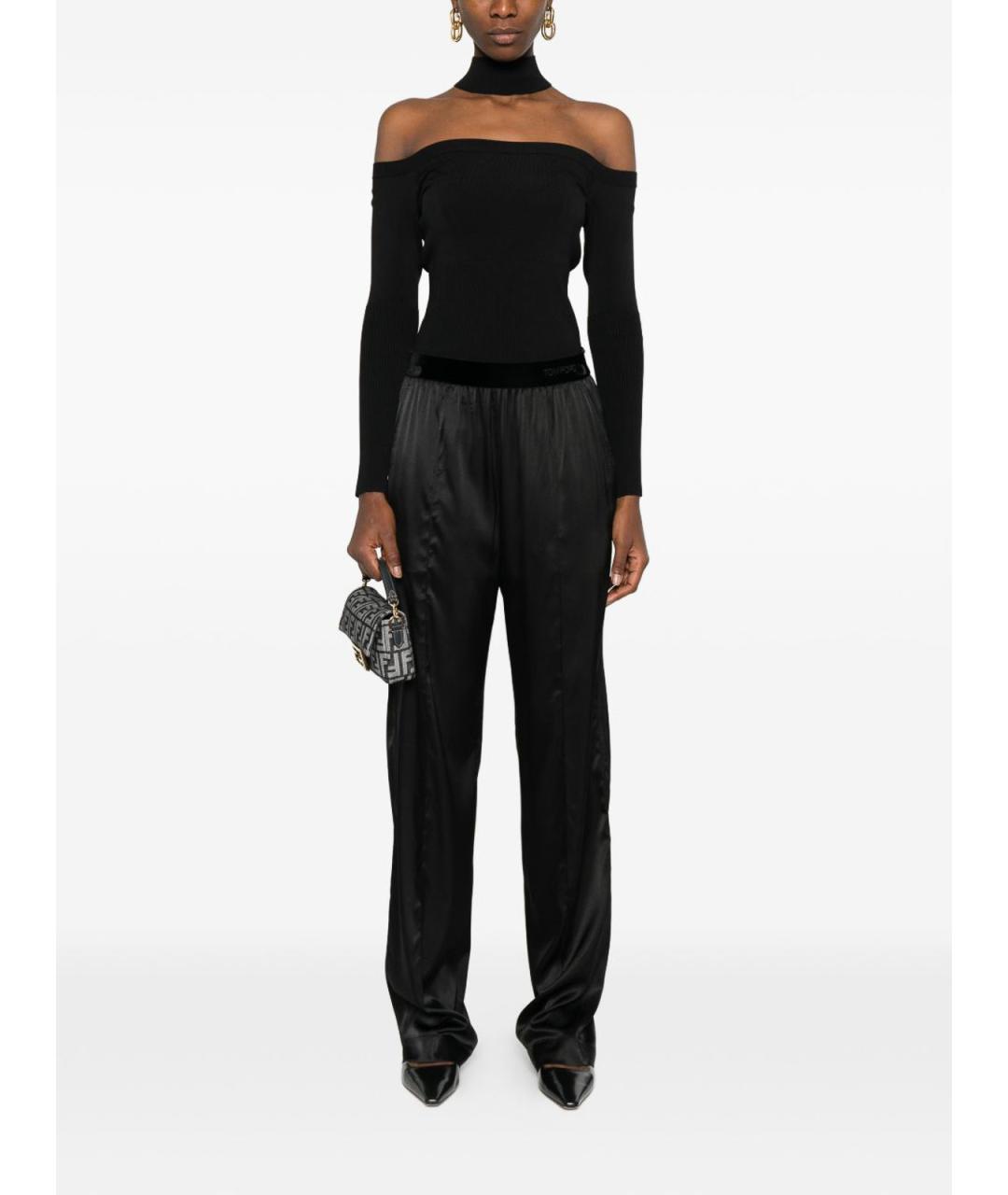 TOM FORD Черные шелковые прямые брюки, фото 3