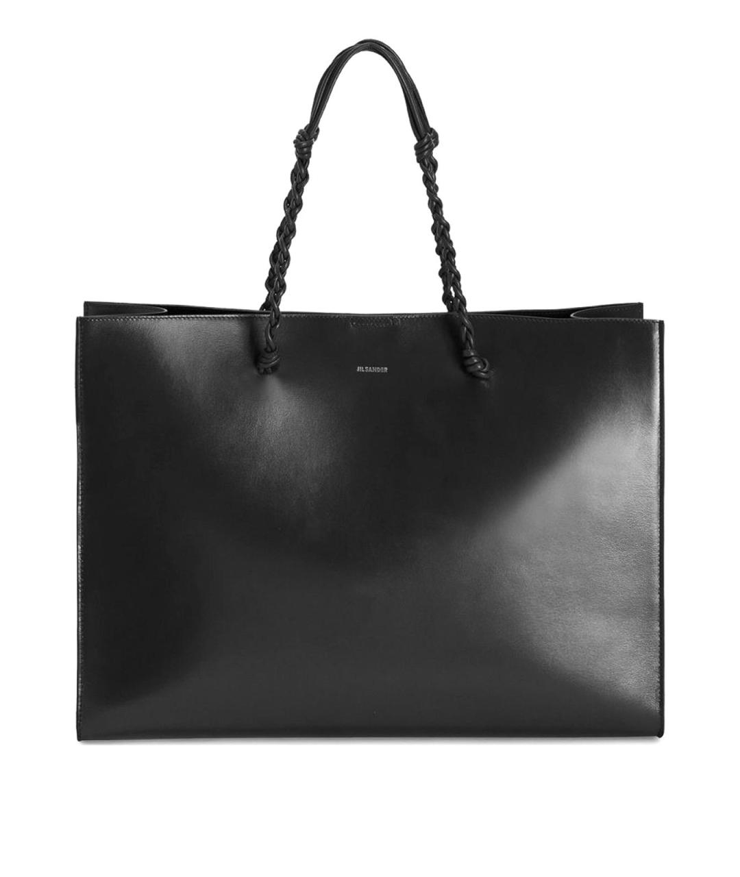JIL SANDER Черная кожаная сумка тоут, фото 1