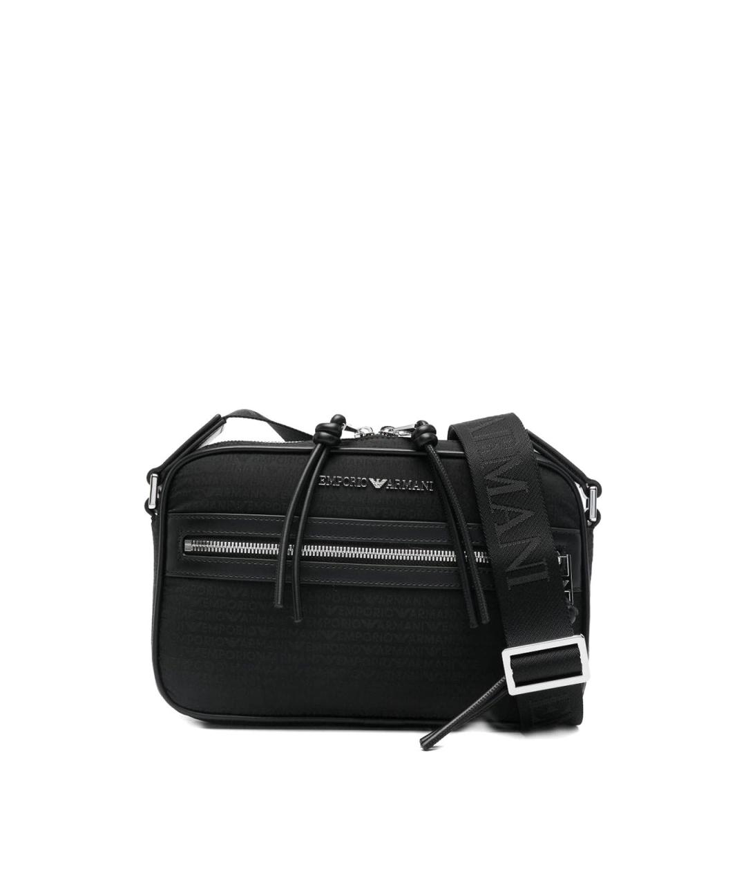 EMPORIO ARMANI Черная тканевая сумка на плечо, фото 1