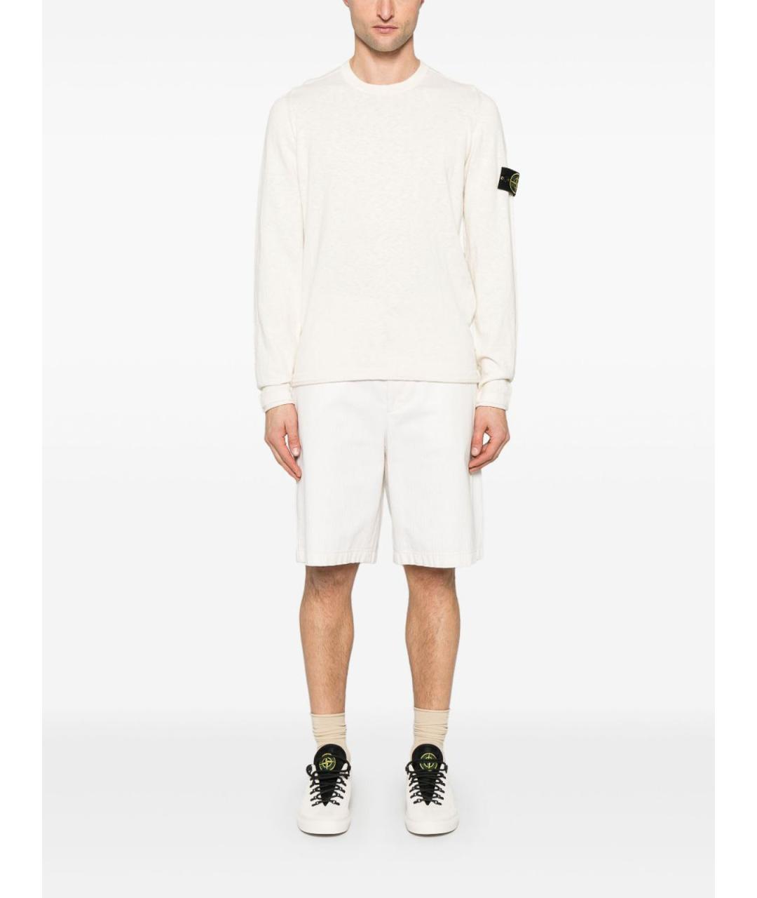 STONE ISLAND Белый хлопковый джемпер / свитер, фото 2