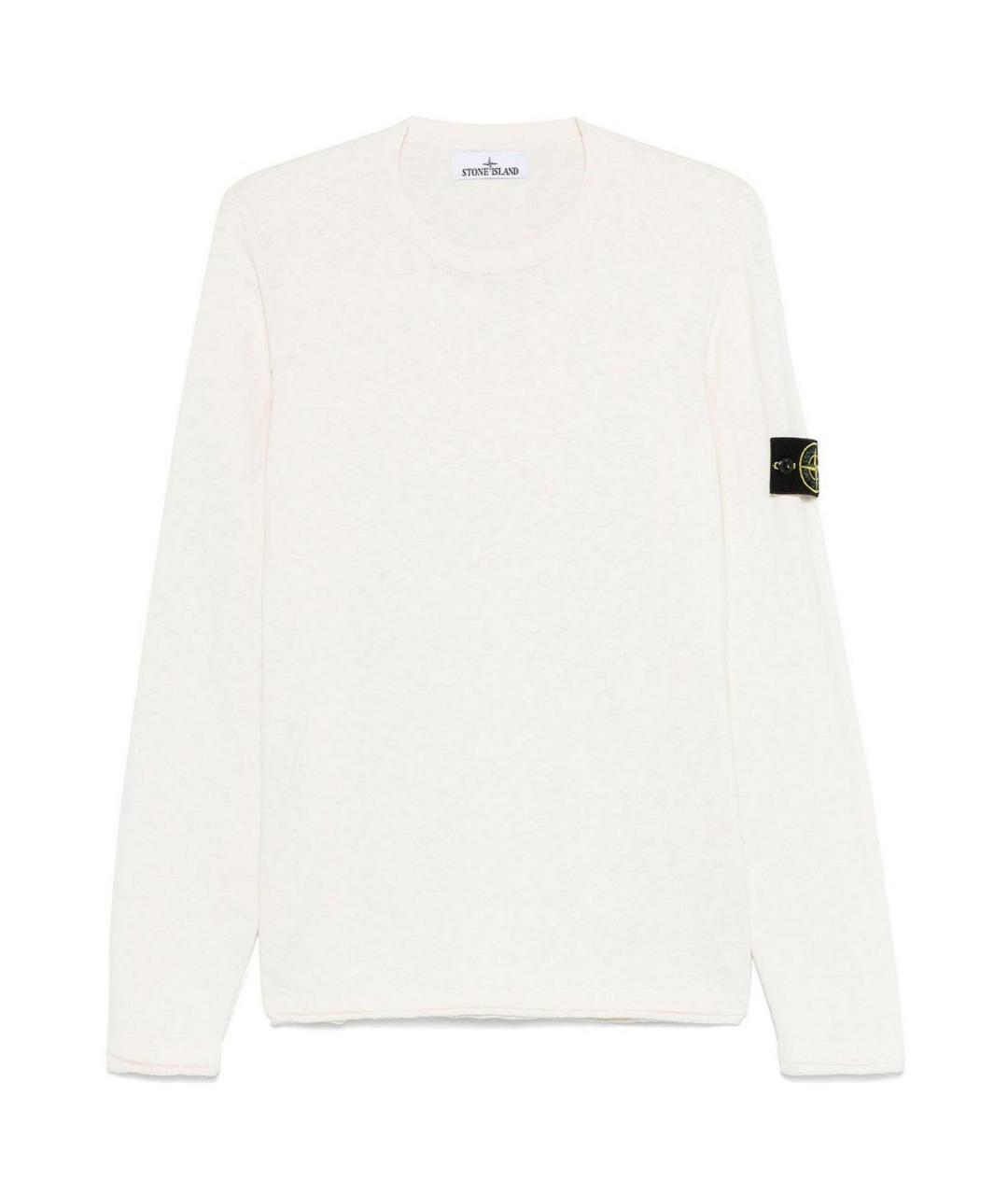 STONE ISLAND Белый хлопковый джемпер / свитер, фото 1