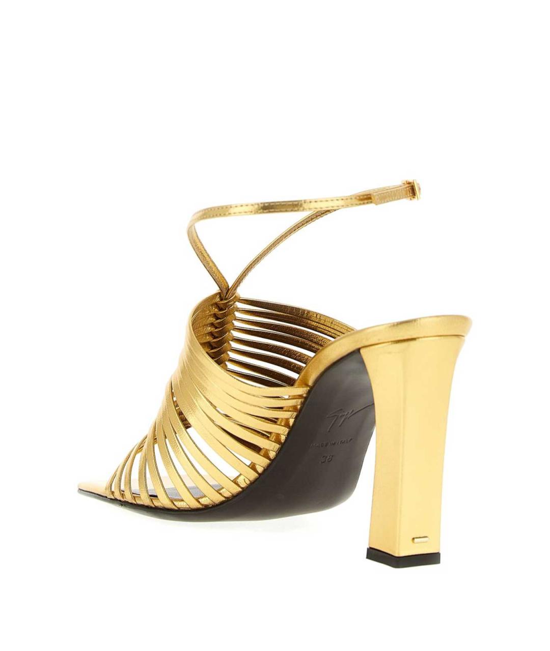 GIUSEPPE ZANOTTI DESIGN Золотые кожаные мюли, фото 2