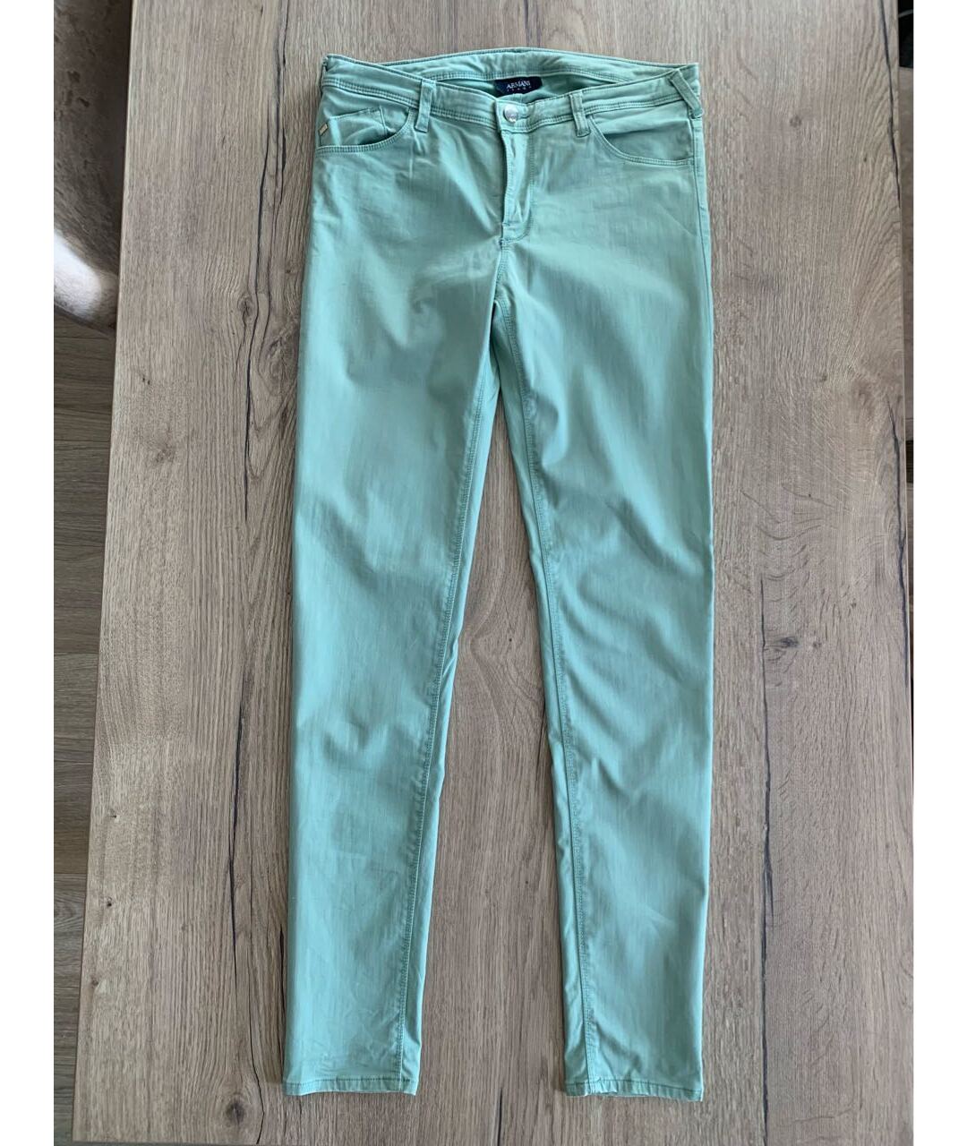 ARMANI JEANS Бирюзовые хлопко-эластановые джинсы слим, фото 7