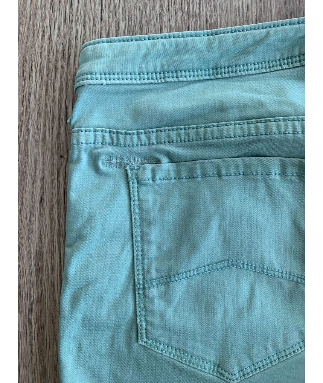 ARMANI JEANS Бирюзовые хлопко-эластановые джинсы слим, фото 6