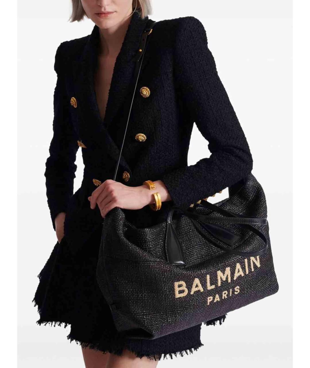 BALMAIN Черная плетеная сумка тоут, фото 4