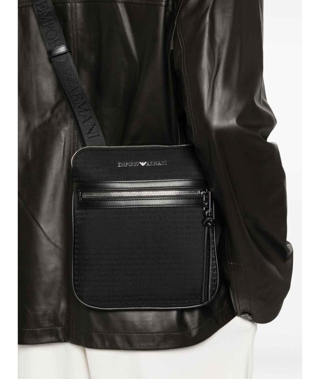 EMPORIO ARMANI Черная синтетическая сумка на плечо, фото 4