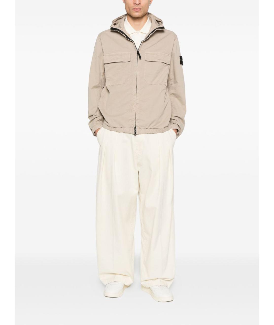 STONE ISLAND Бежевая хлопковая куртка, фото 4