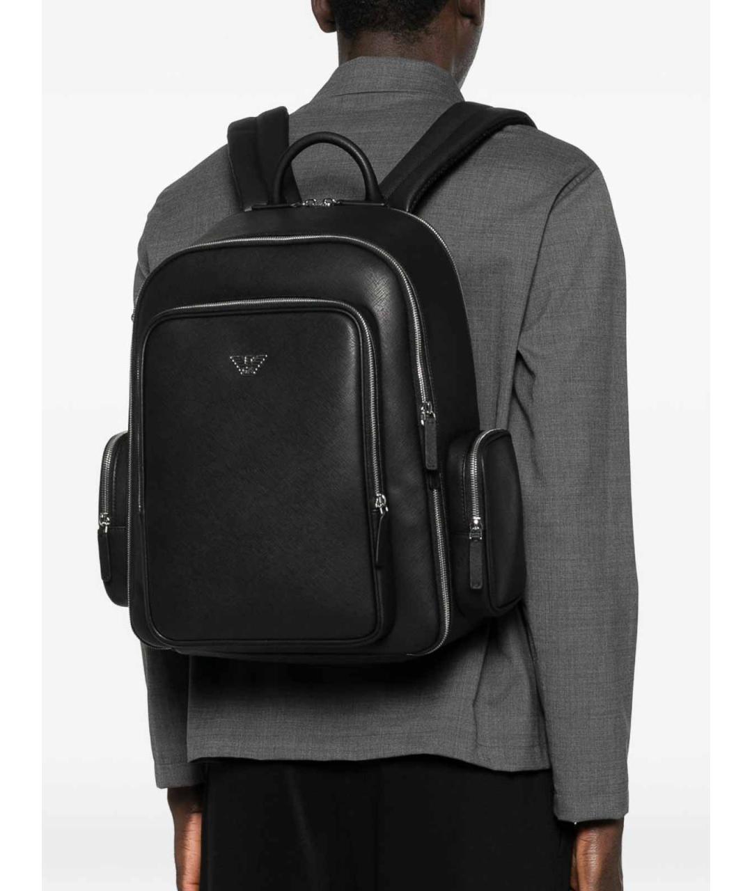 EMPORIO ARMANI Черный рюкзак из искусственной кожи, фото 2