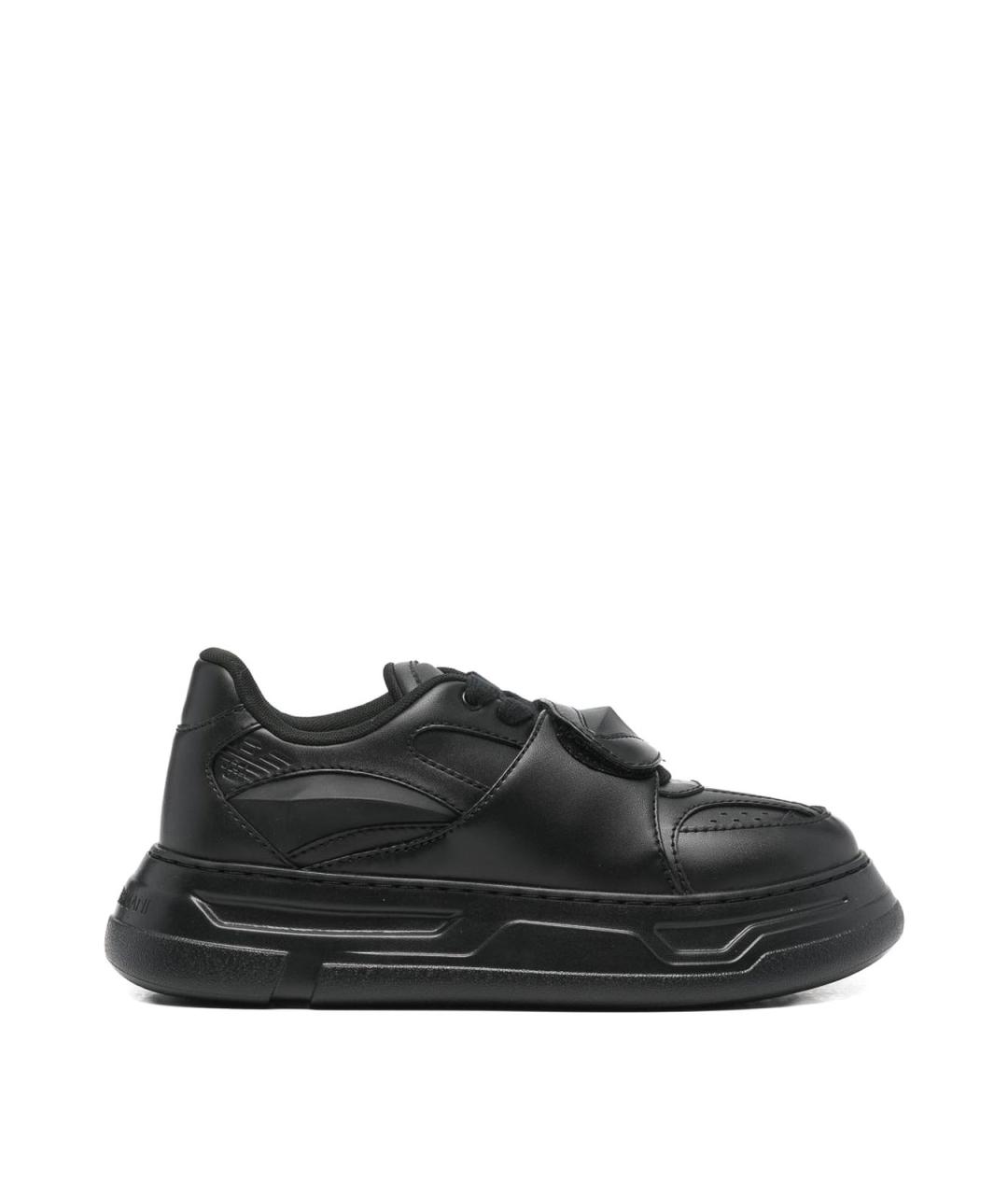 EMPORIO ARMANI Черные резиновые низкие кроссовки / кеды, фото 1