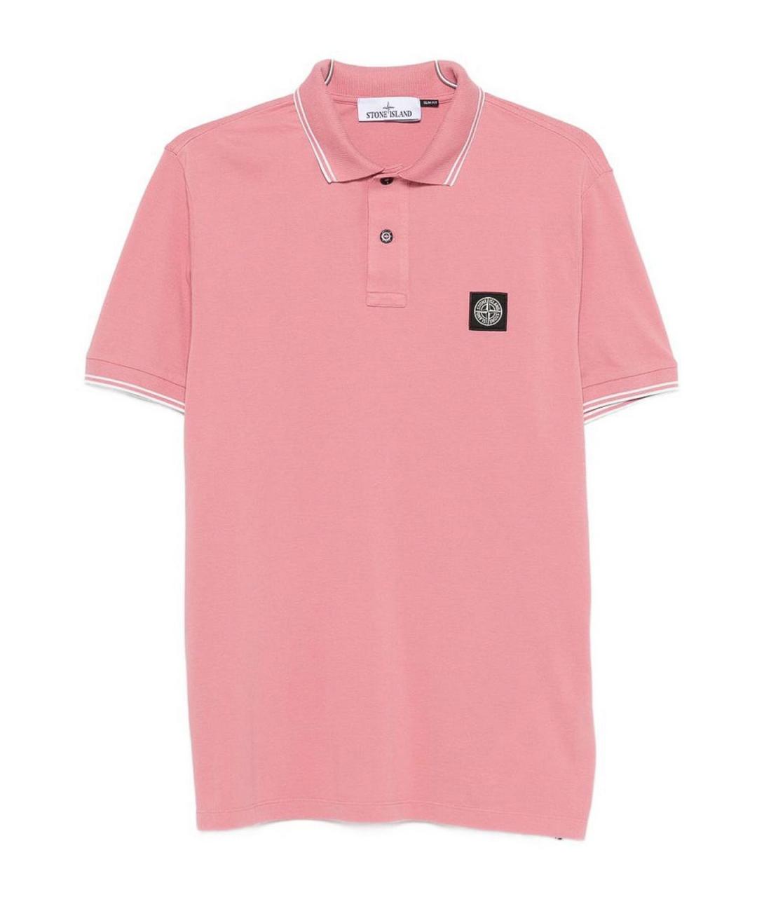 STONE ISLAND Розовое хлопко-эластановое поло с коротким рукавом, фото 1