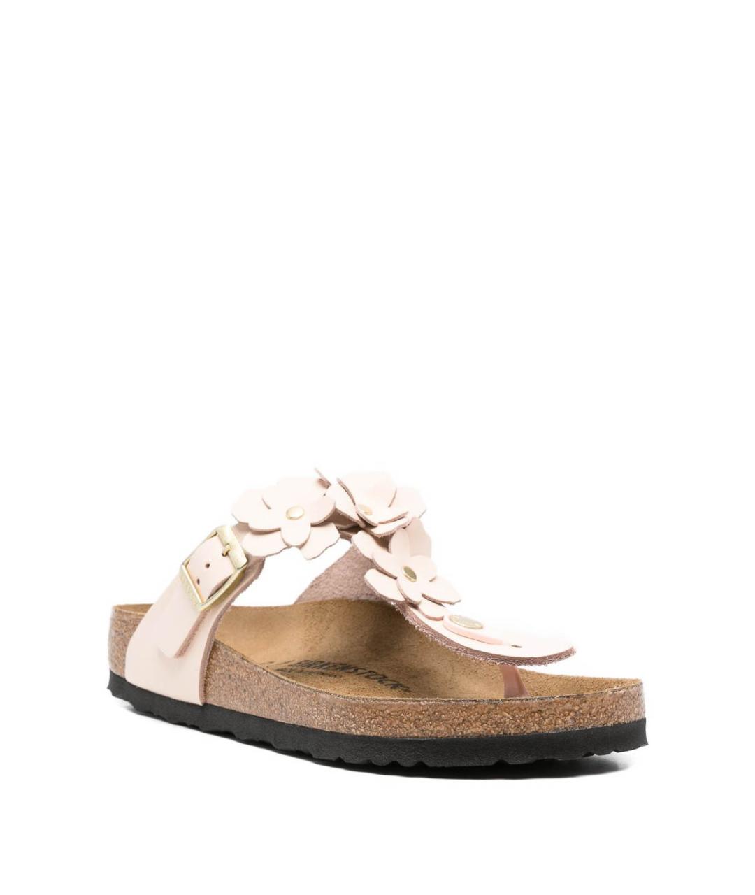 BIRKENSTOCK Бежевые кожаные шлепанцы, фото 4