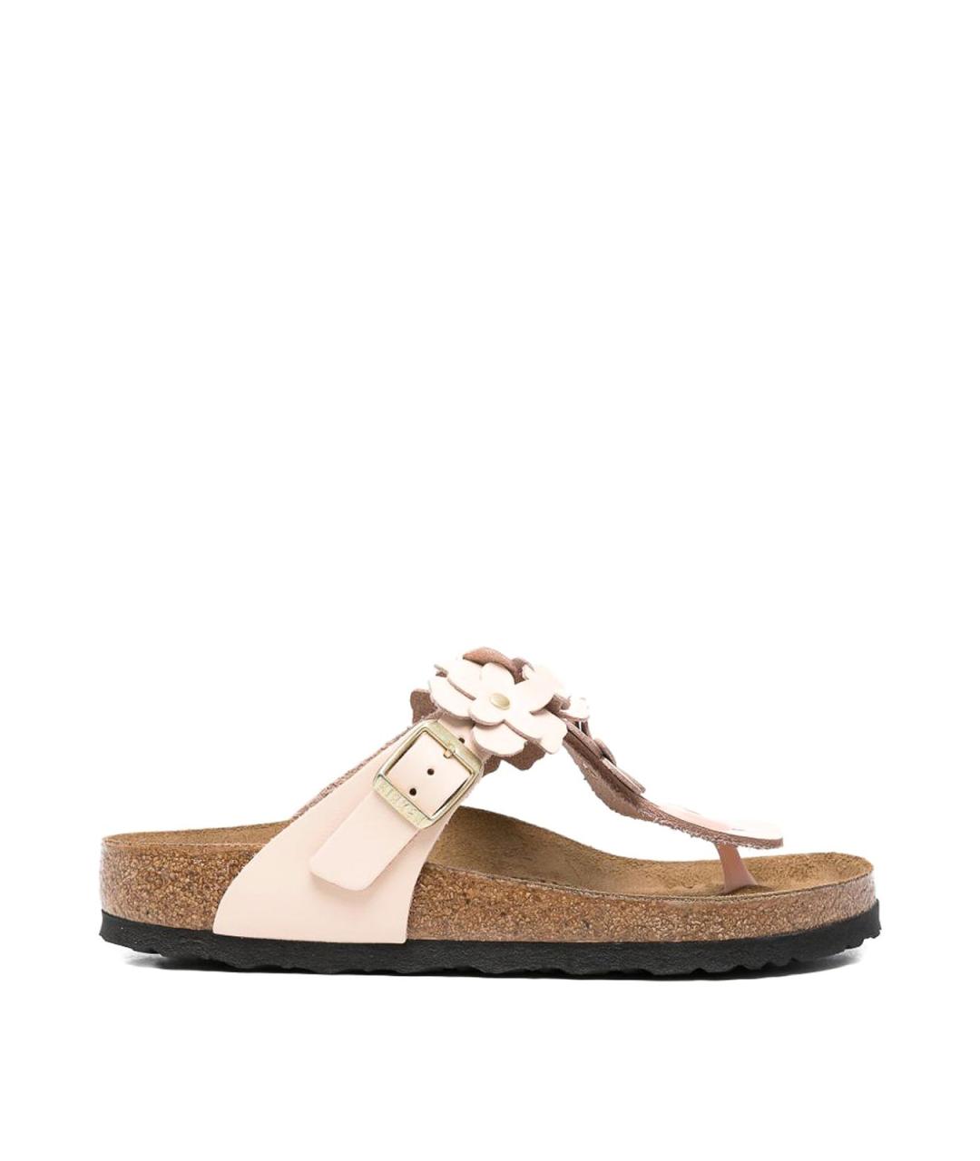 BIRKENSTOCK Бежевые кожаные шлепанцы, фото 1