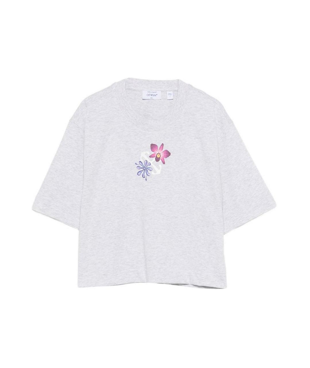 OFF-WHITE Серая хлопковая футболка, фото 1