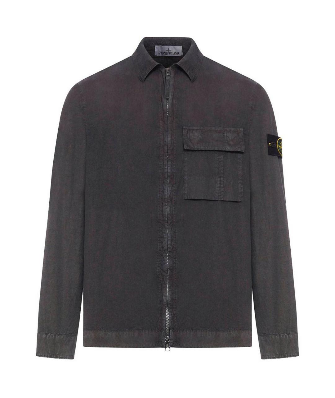 STONE ISLAND Серая хлопковая классическая рубашка, фото 1
