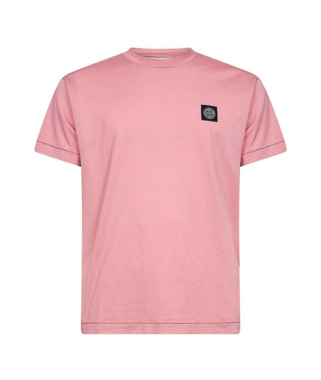 STONE ISLAND Розовая хлопковая футболка, фото 1