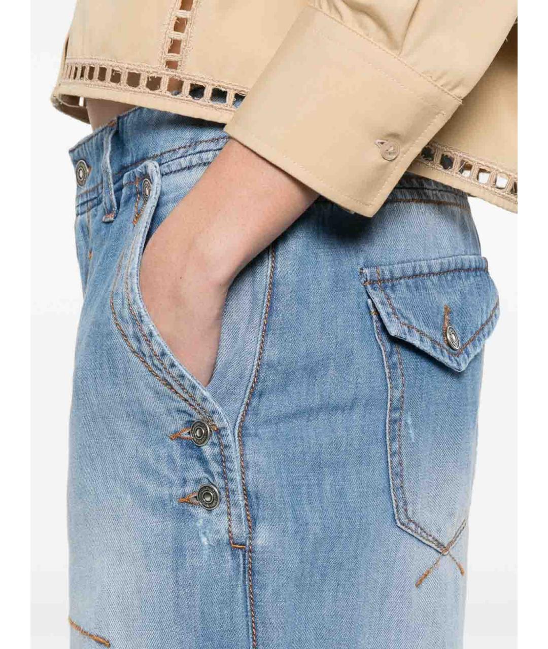 ERMANNO SCERVINO Синие хлопковые прямые джинсы, фото 4