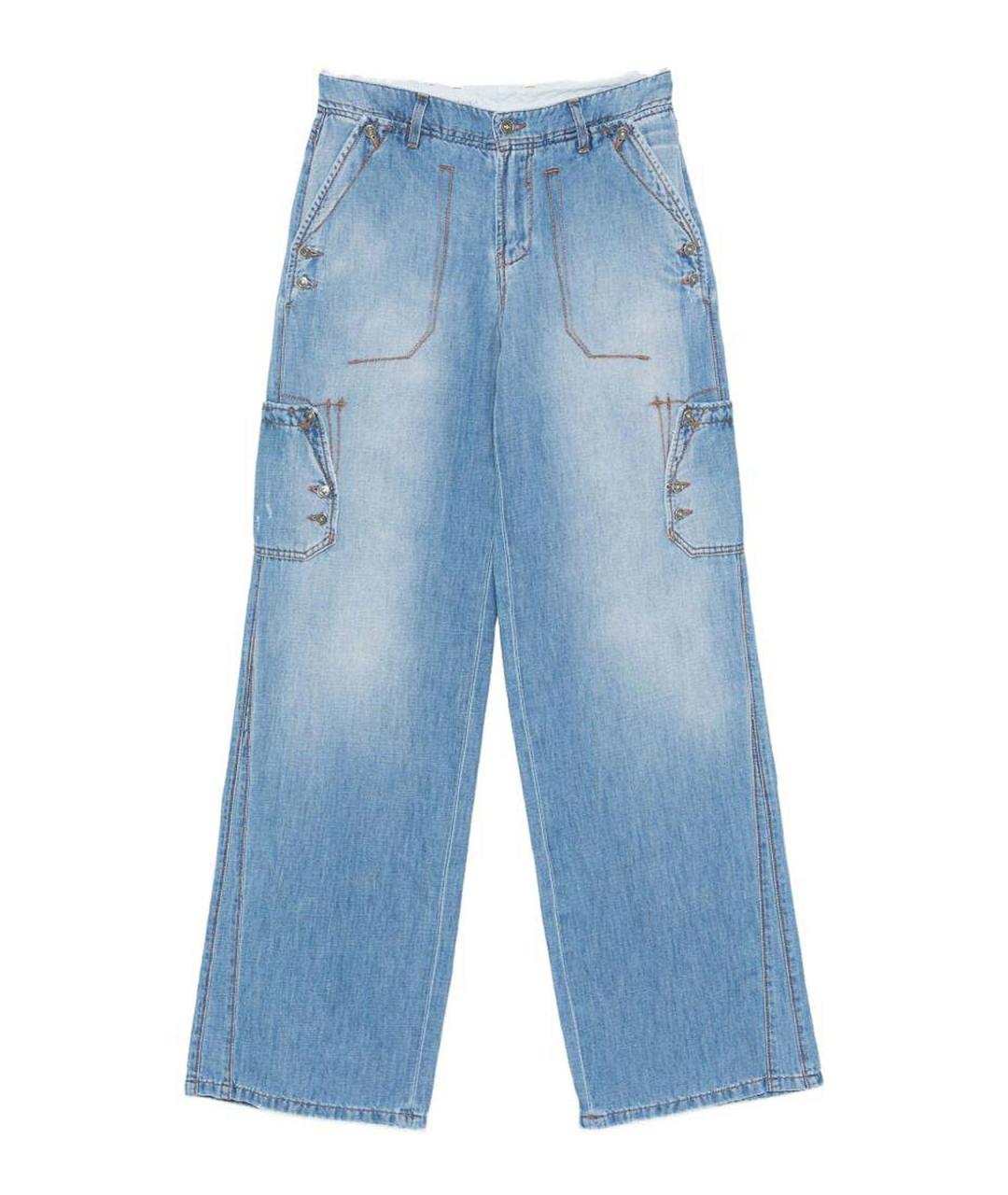 ERMANNO SCERVINO Синие хлопковые прямые джинсы, фото 1
