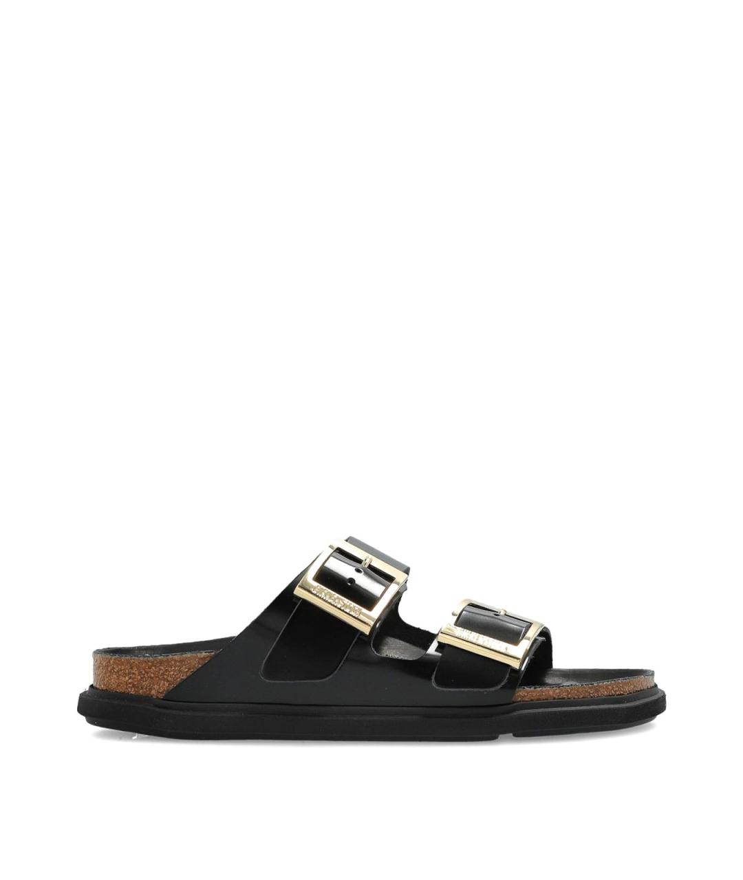 BIRKENSTOCK Черные шлепанцы из лакированной кожи, фото 1
