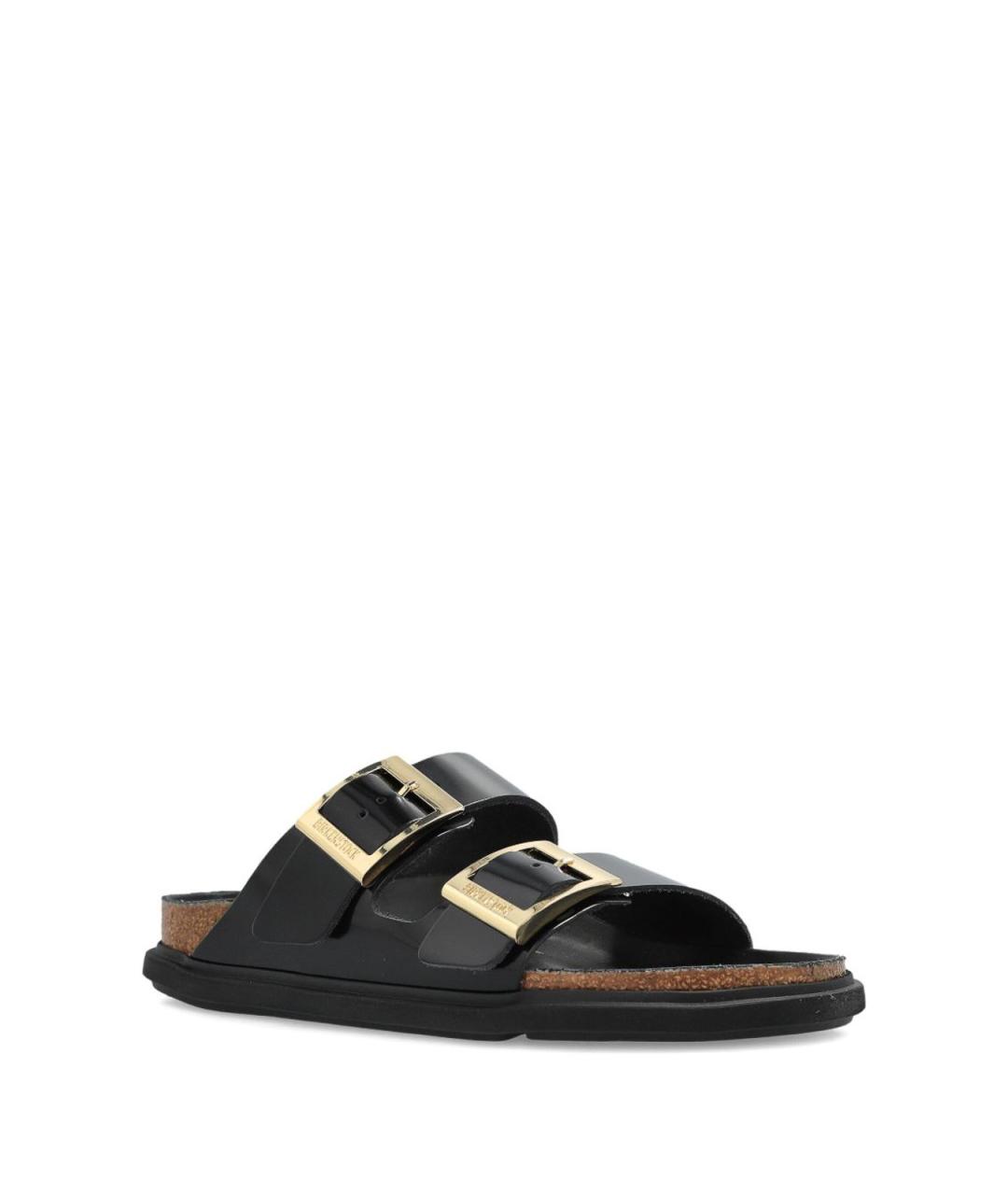 BIRKENSTOCK Черные шлепанцы из лакированной кожи, фото 2
