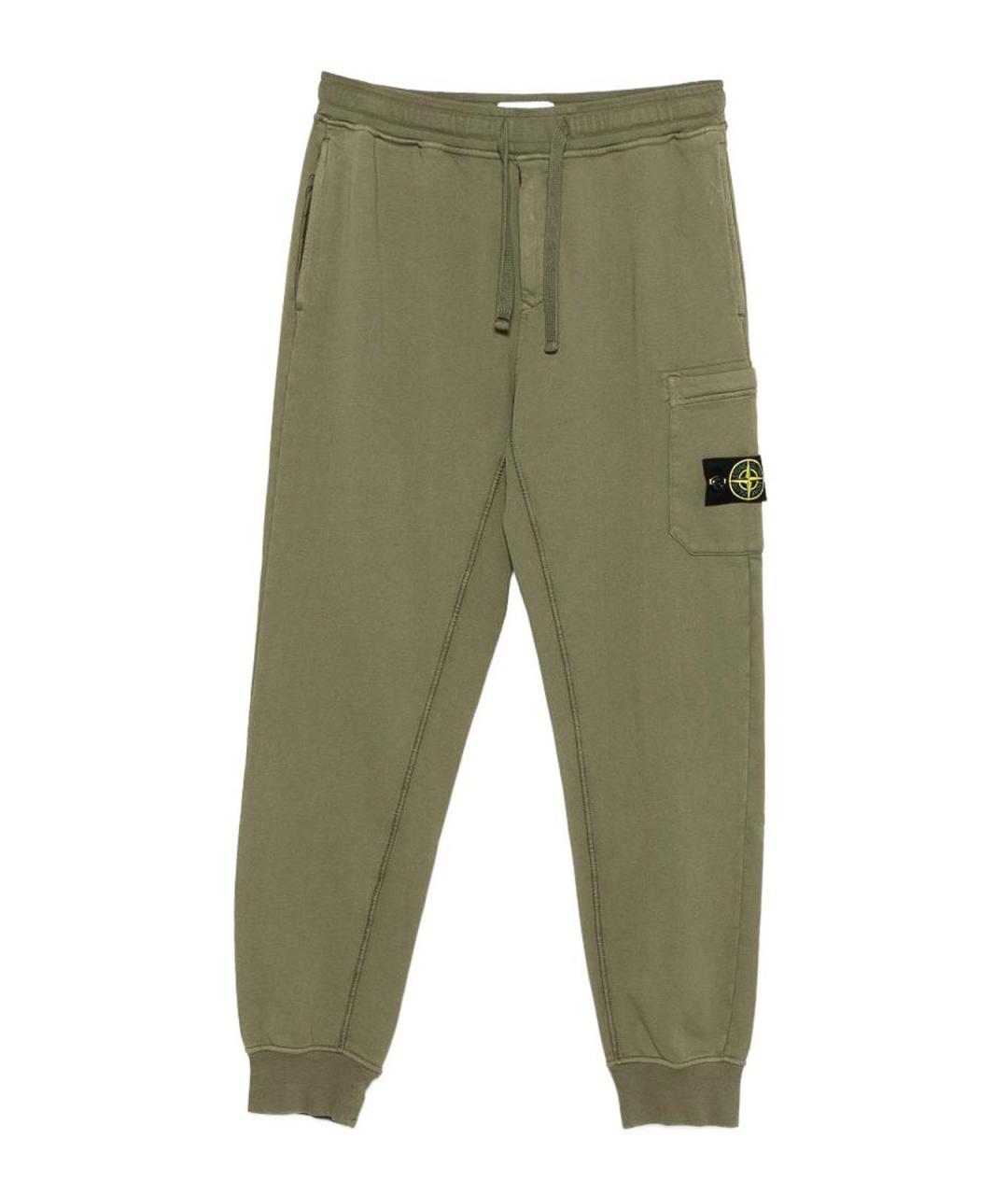 STONE ISLAND Зеленые хлопковые повседневные брюки, фото 1