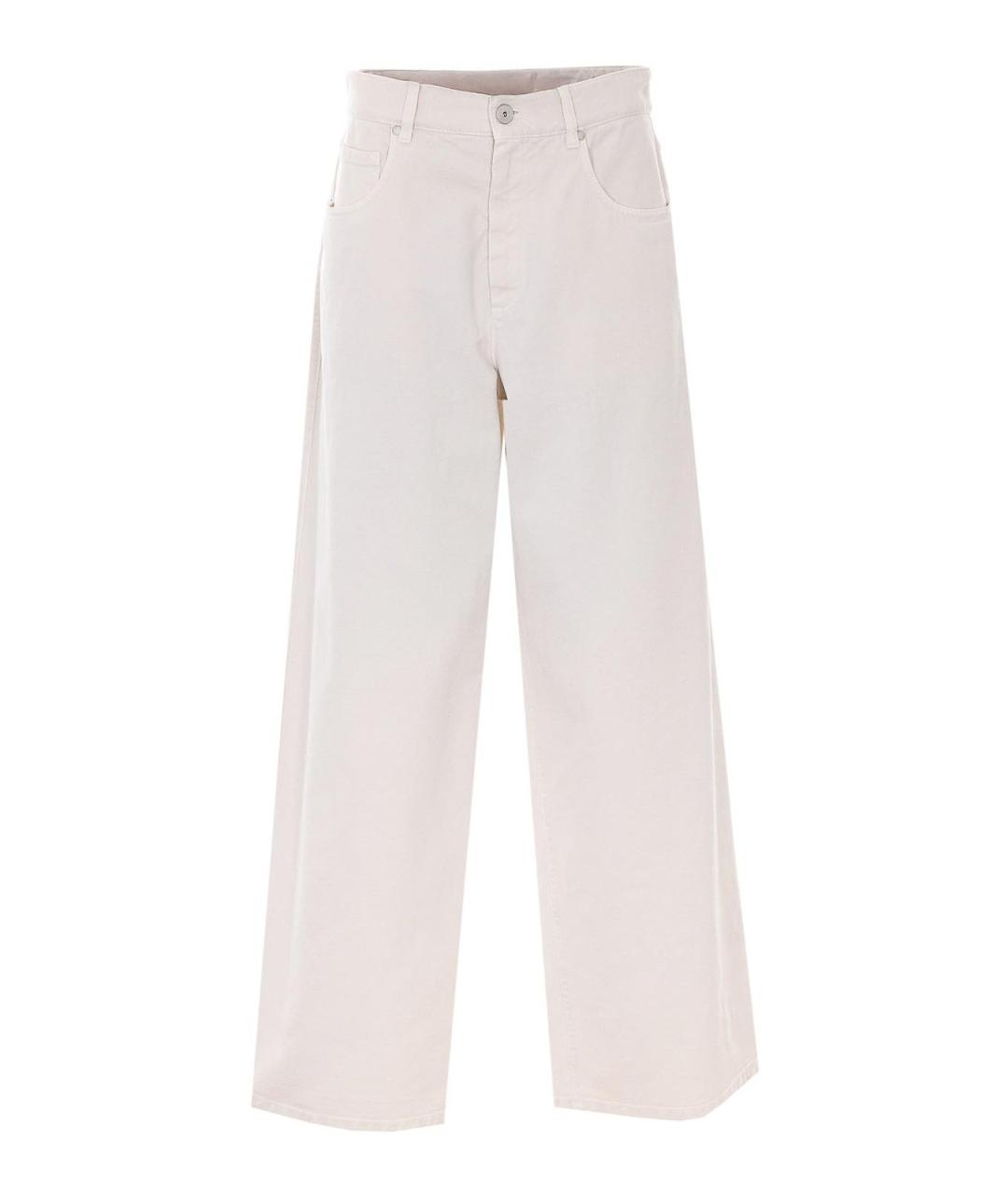 BRUNELLO CUCINELLI Белые хлопковые брюки широкие, фото 1