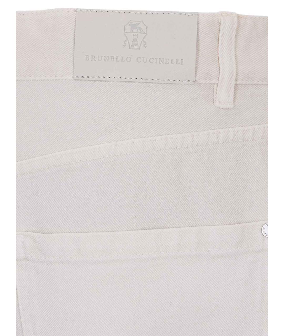 BRUNELLO CUCINELLI Белые хлопковые брюки широкие, фото 4