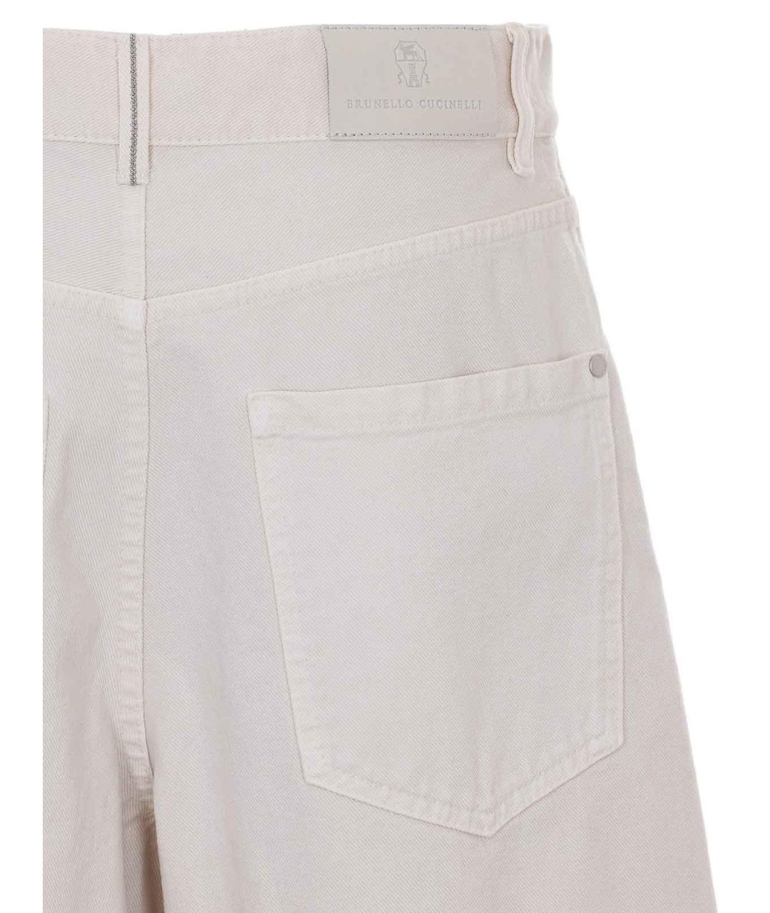 BRUNELLO CUCINELLI Белые хлопковые брюки широкие, фото 3