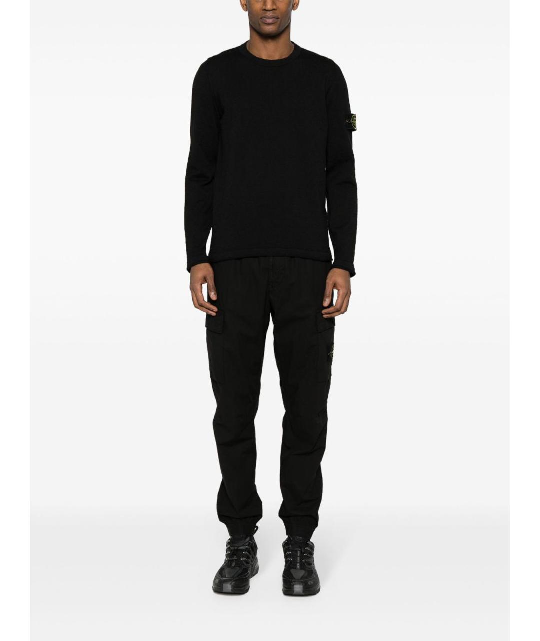 STONE ISLAND Черный хлопковый джемпер / свитер, фото 2