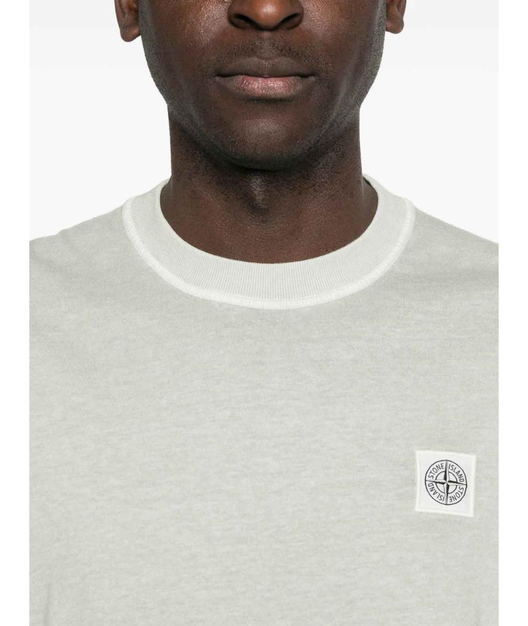STONE ISLAND Зеленая хлопковая футболка, фото 3