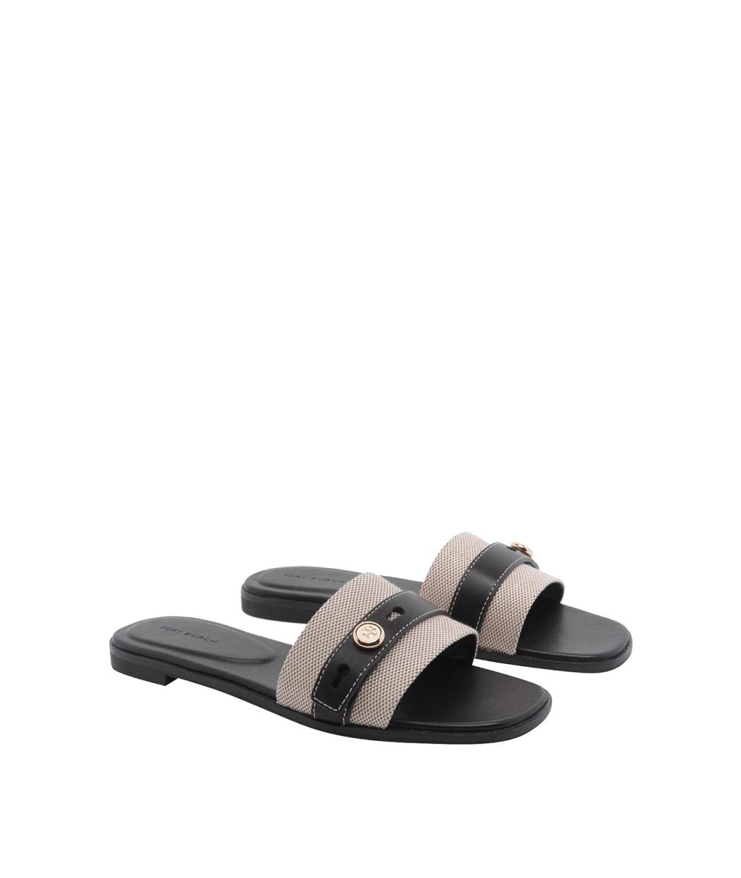 TORY BURCH Черные кожаные сандалии, фото 2