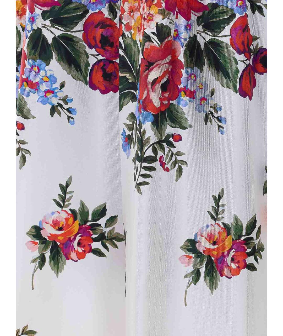 DOLCE&GABBANA Белые шелковые прямые брюки, фото 3