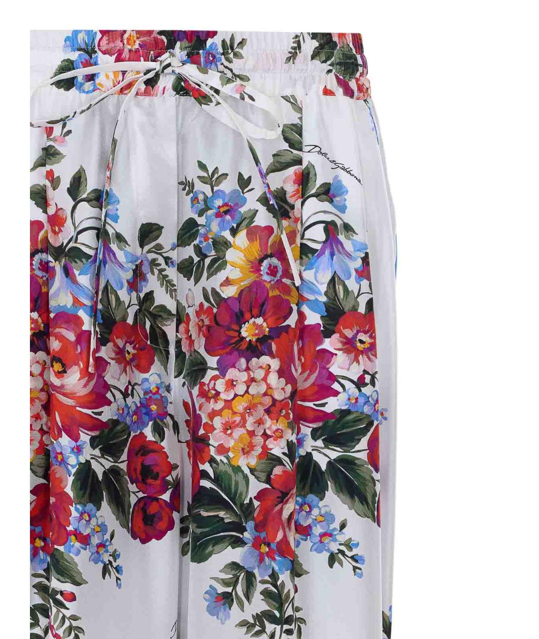 DOLCE&GABBANA Белые шелковые прямые брюки, фото 4