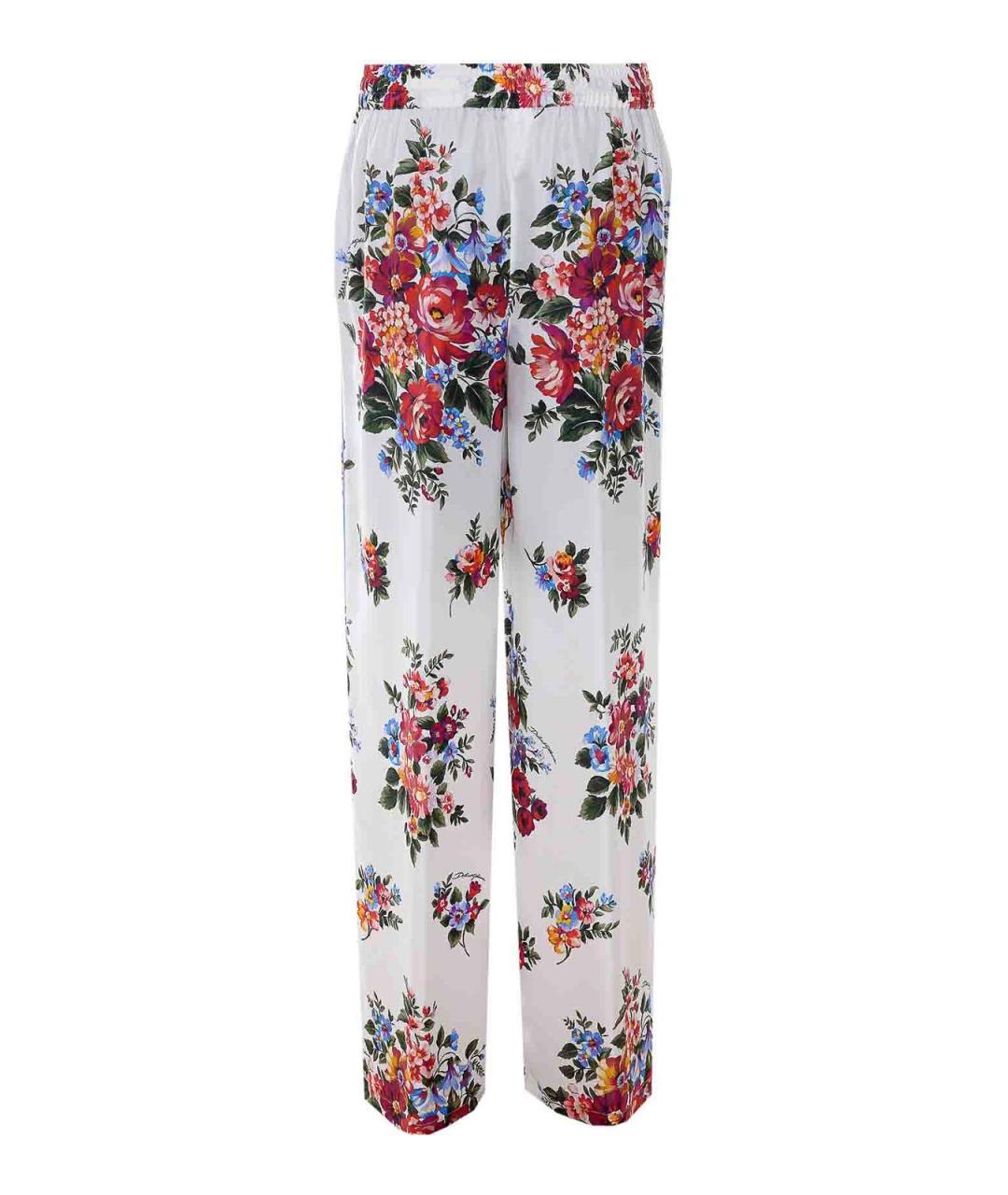 DOLCE&GABBANA Белые шелковые прямые брюки, фото 2