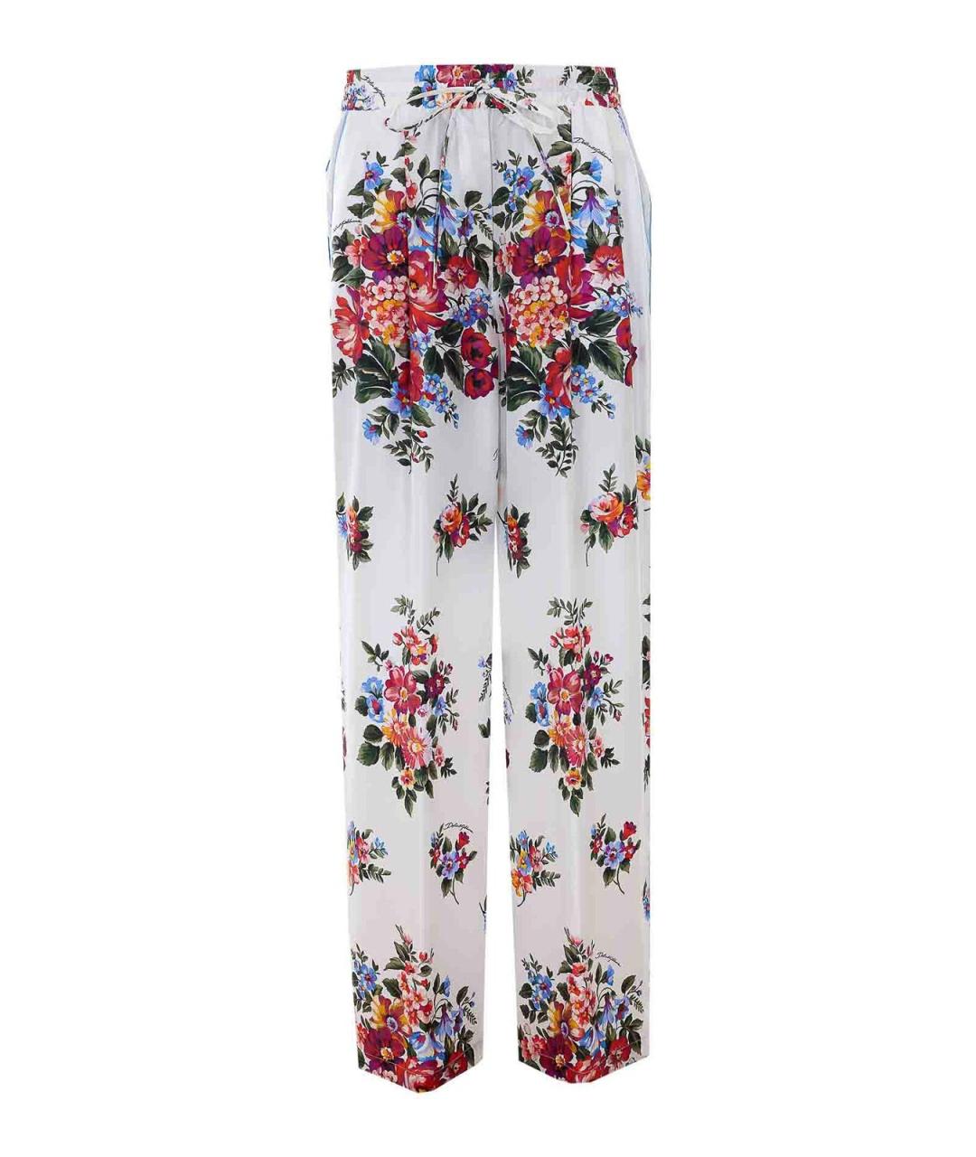 DOLCE&GABBANA Белые шелковые прямые брюки, фото 1