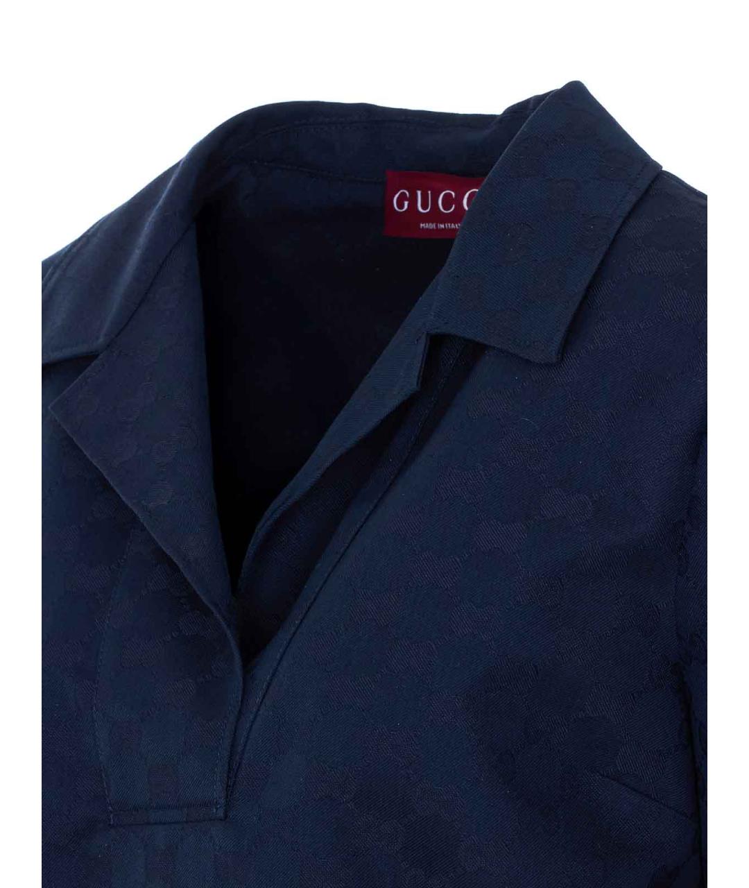 GUCCI Синяя полиэстеровая футболка, фото 3