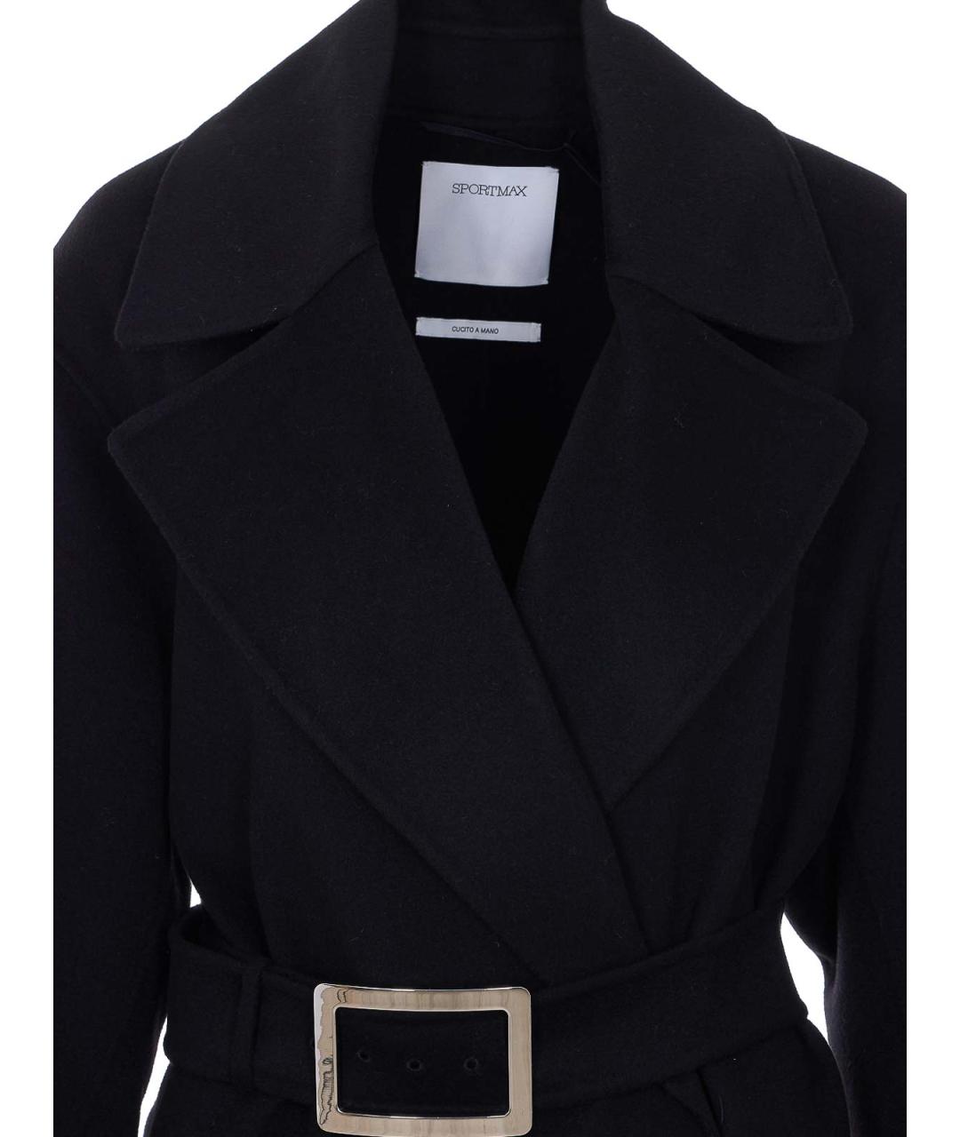 SPORTMAX Черное шерстяное пальто, фото 4