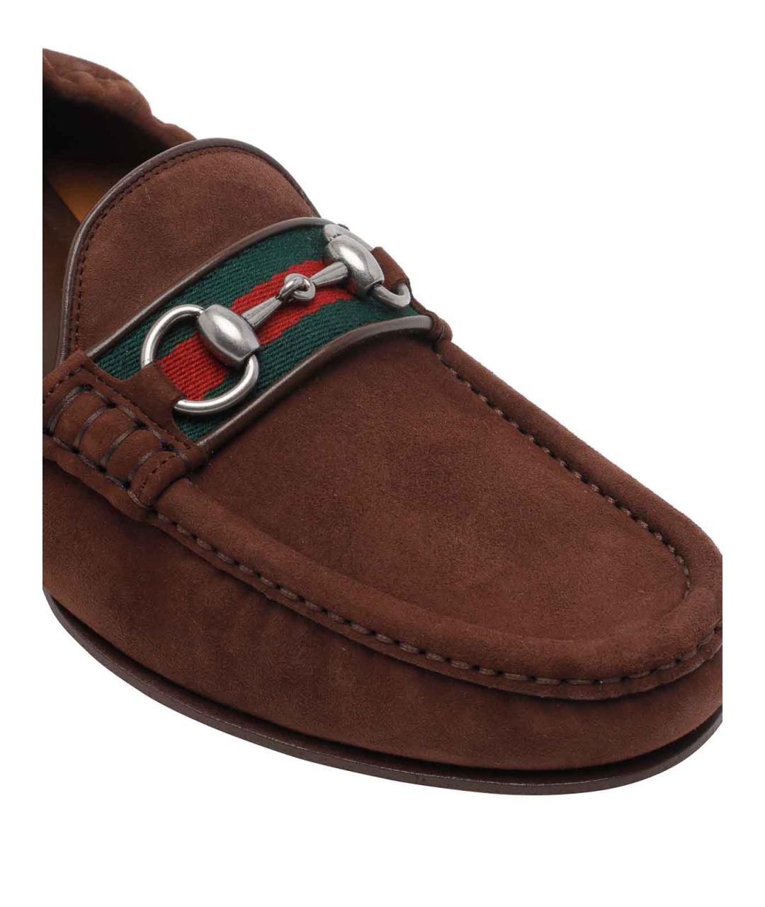 GUCCI Коричневые замшевые лоферы, фото 4