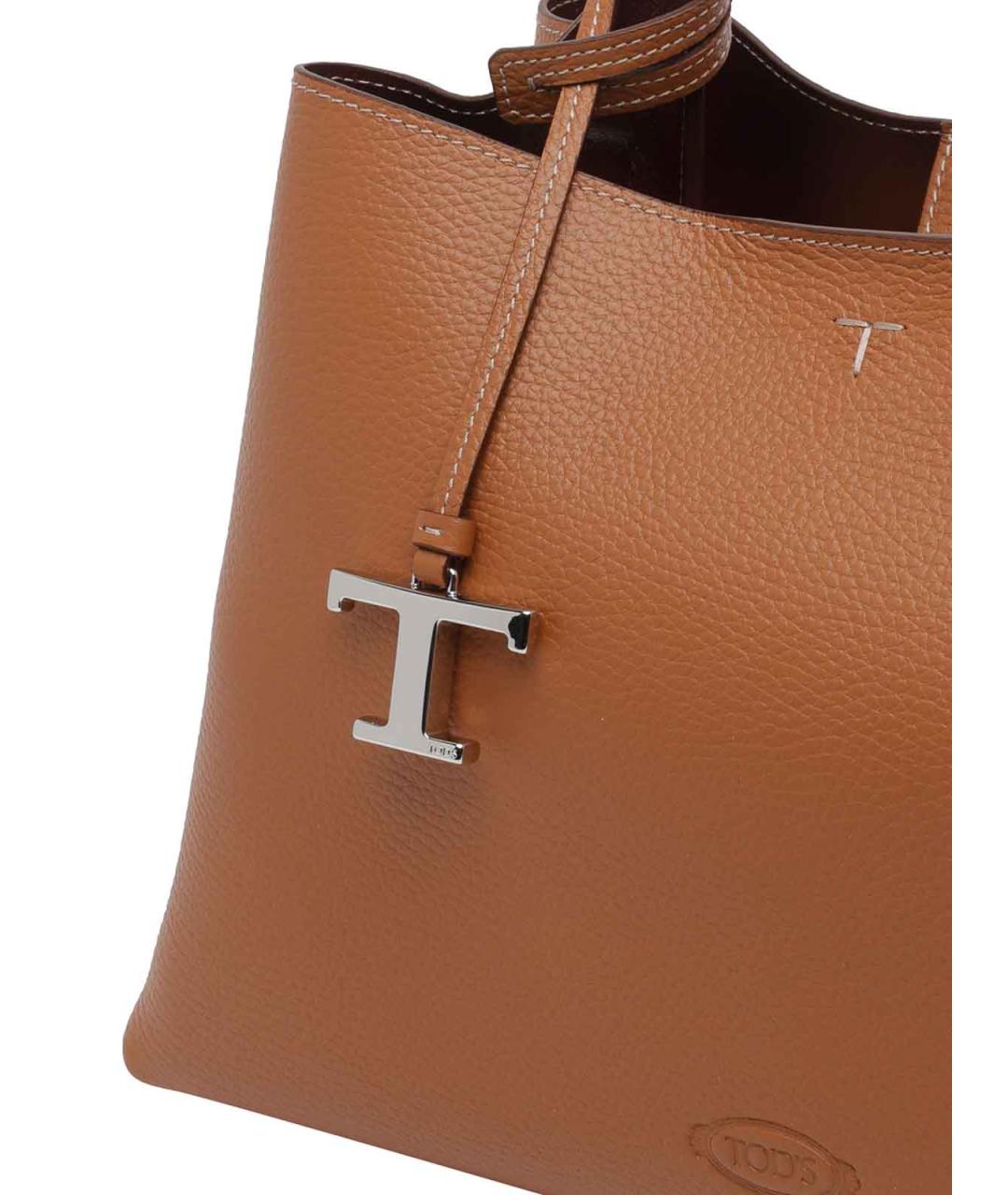 TOD'S Коричневая кожаная сумка тоут, фото 4