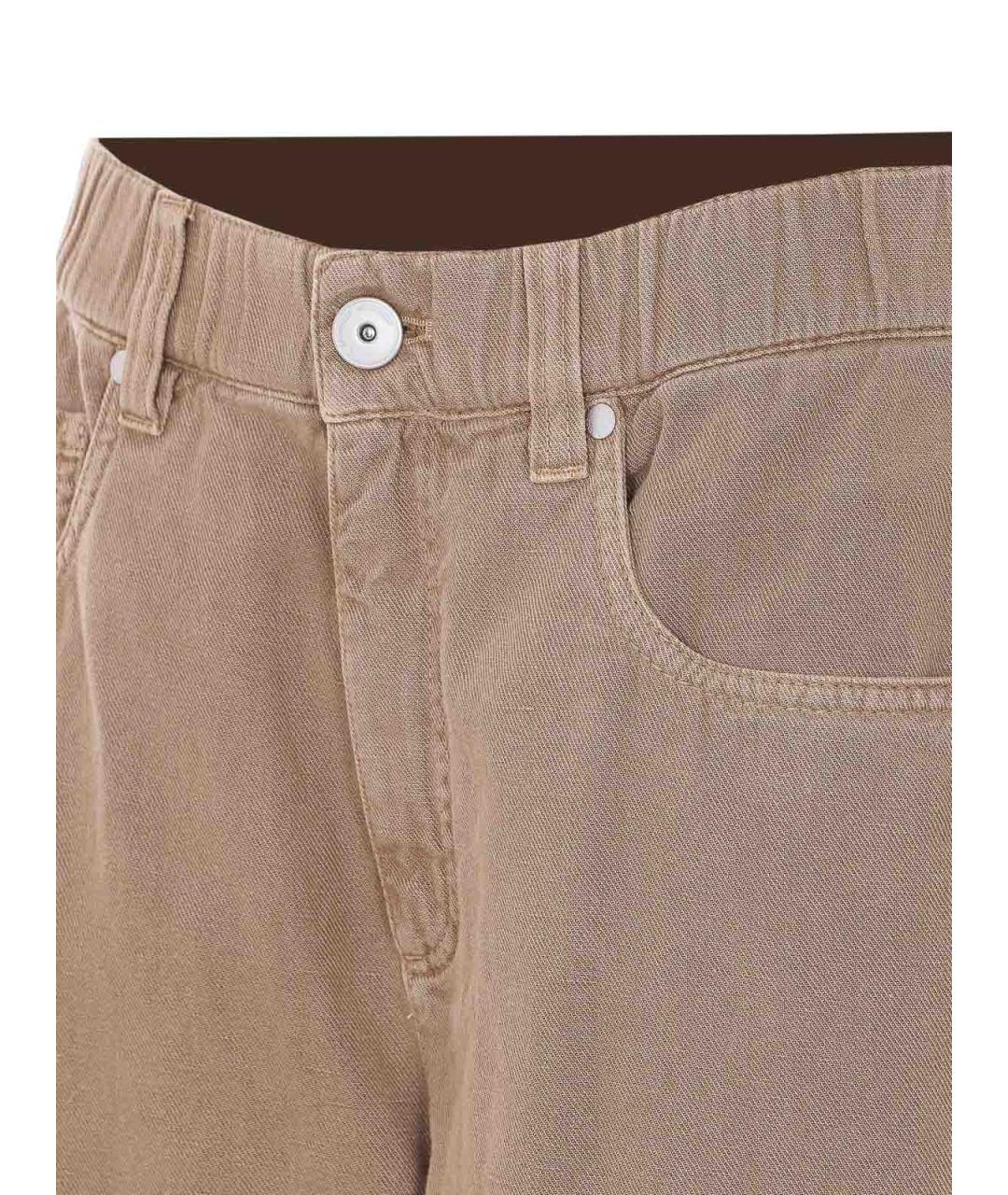 BRUNELLO CUCINELLI Бежевые хлопковые брюки широкие, фото 4