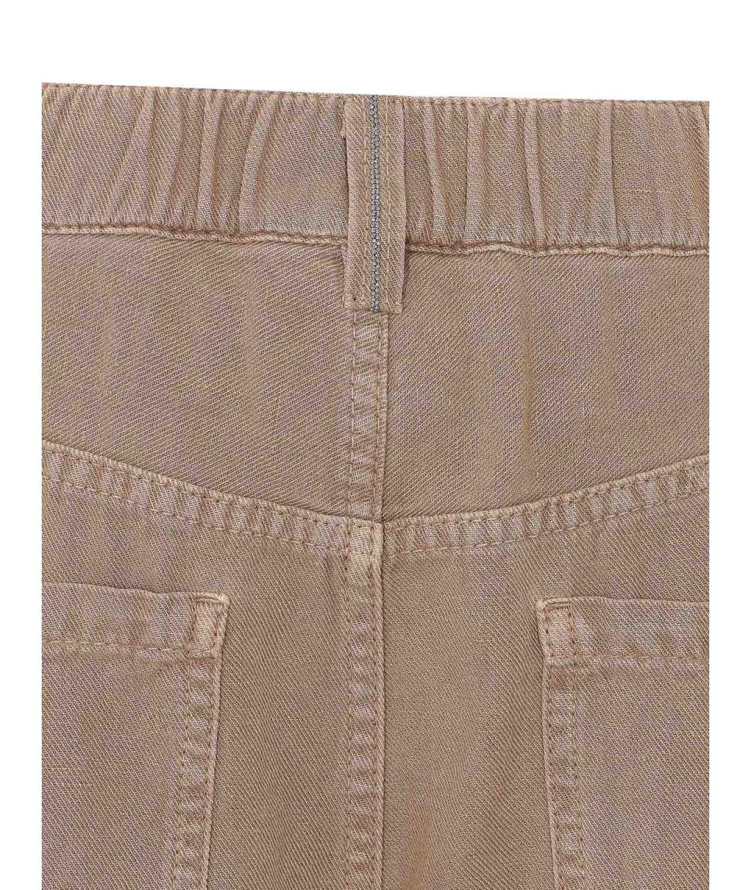 BRUNELLO CUCINELLI Бежевые хлопковые брюки широкие, фото 3