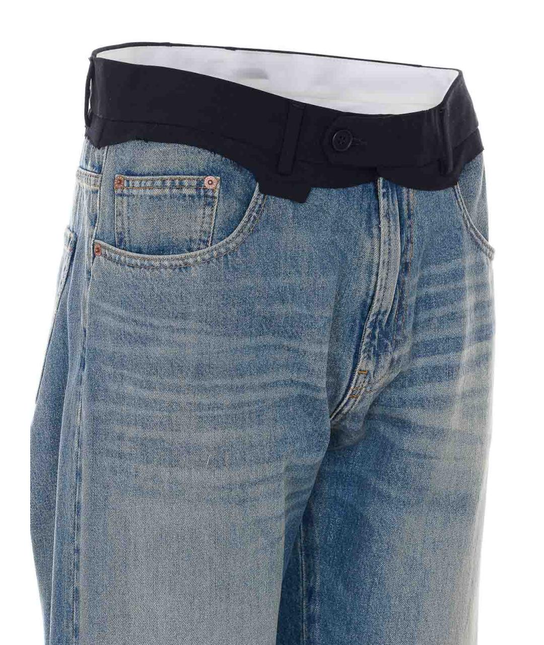 MM6 MAISON MARGIELA Синие хлопковые прямые джинсы, фото 3