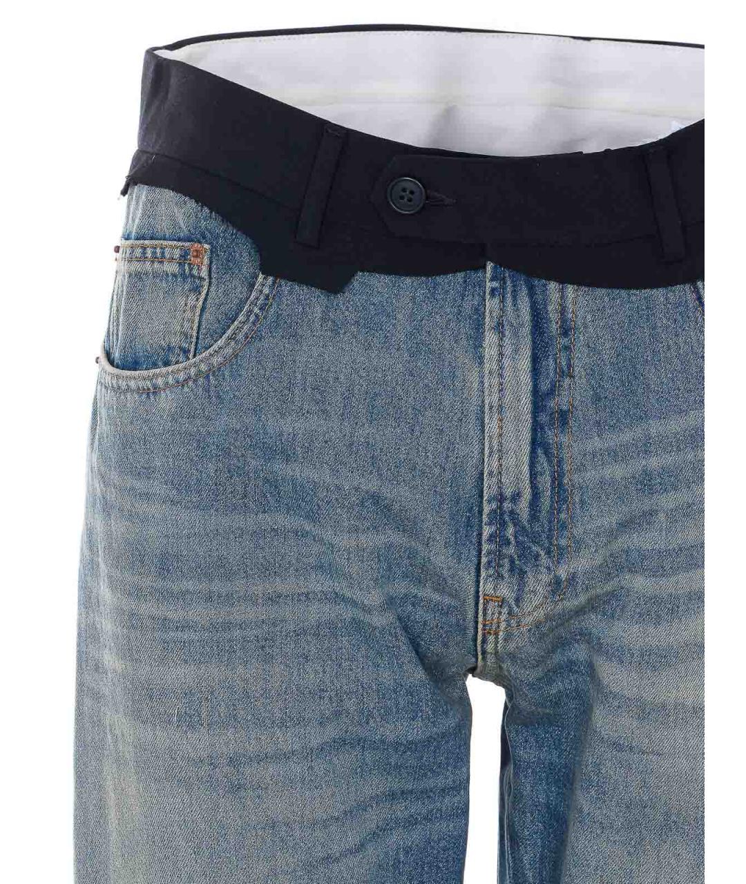 MM6 MAISON MARGIELA Синие хлопковые прямые джинсы, фото 4