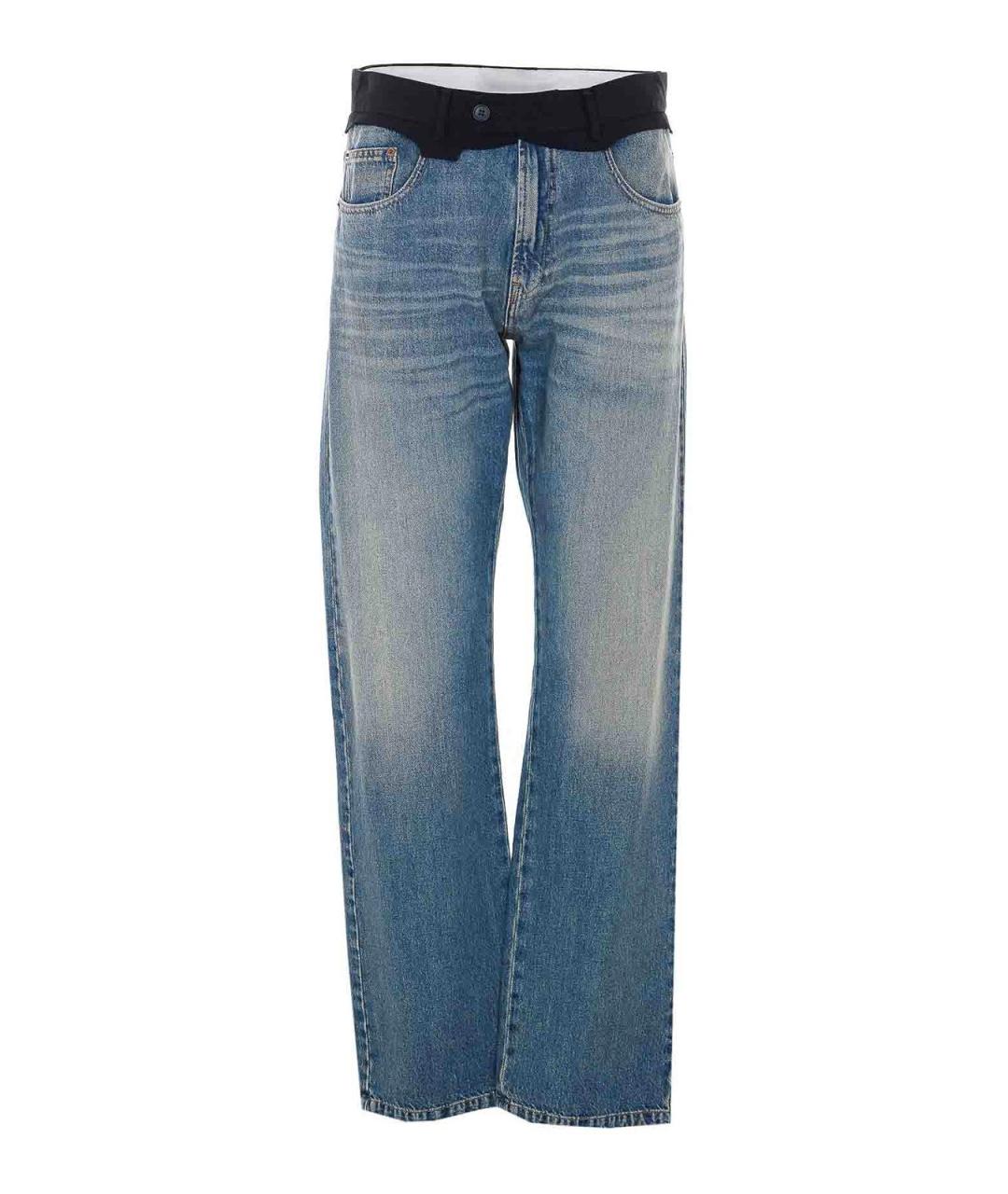 MM6 MAISON MARGIELA Синие хлопковые прямые джинсы, фото 1