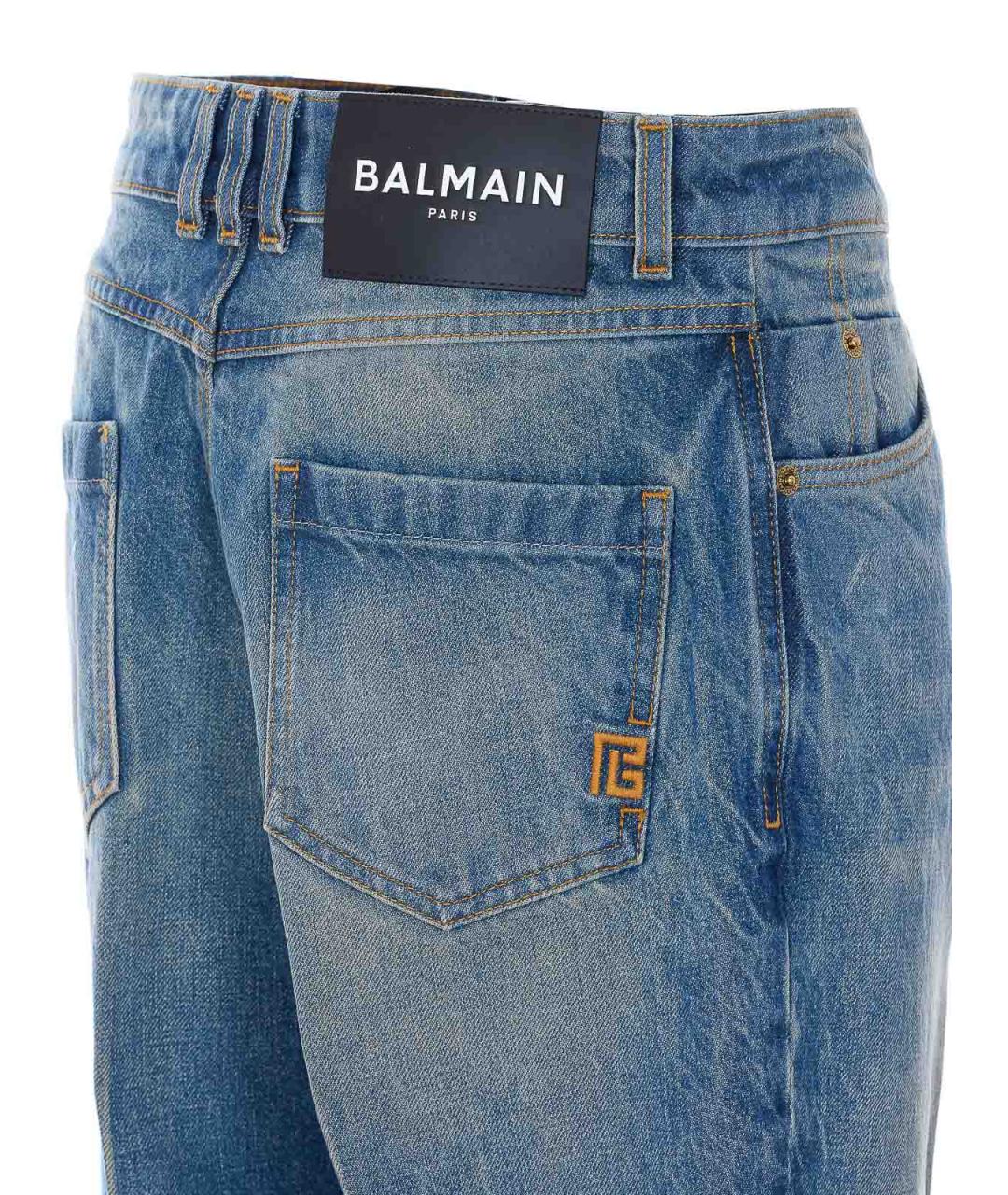 BALMAIN Синие хлопковые прямые джинсы, фото 3