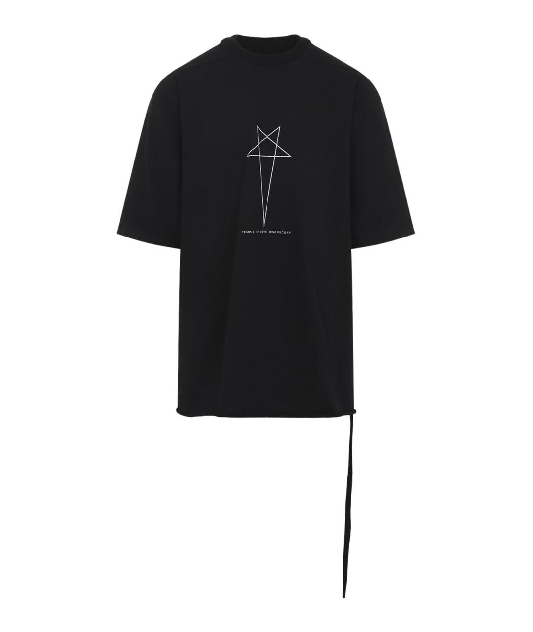 RICK OWENS Черная хлопковая футболка, фото 1