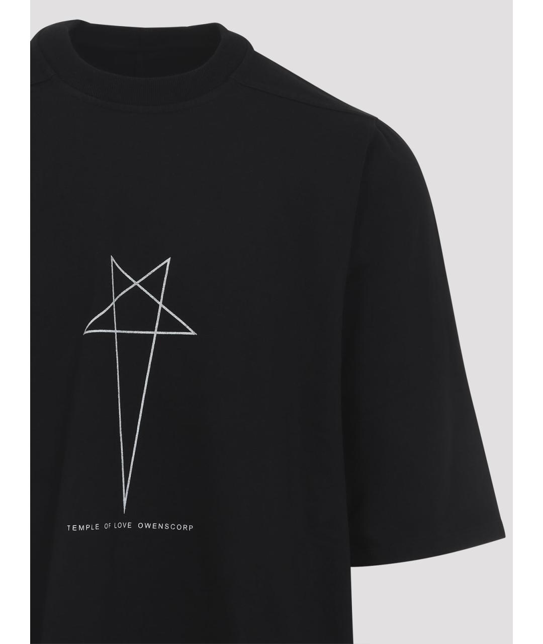 RICK OWENS Черная хлопковая футболка, фото 3